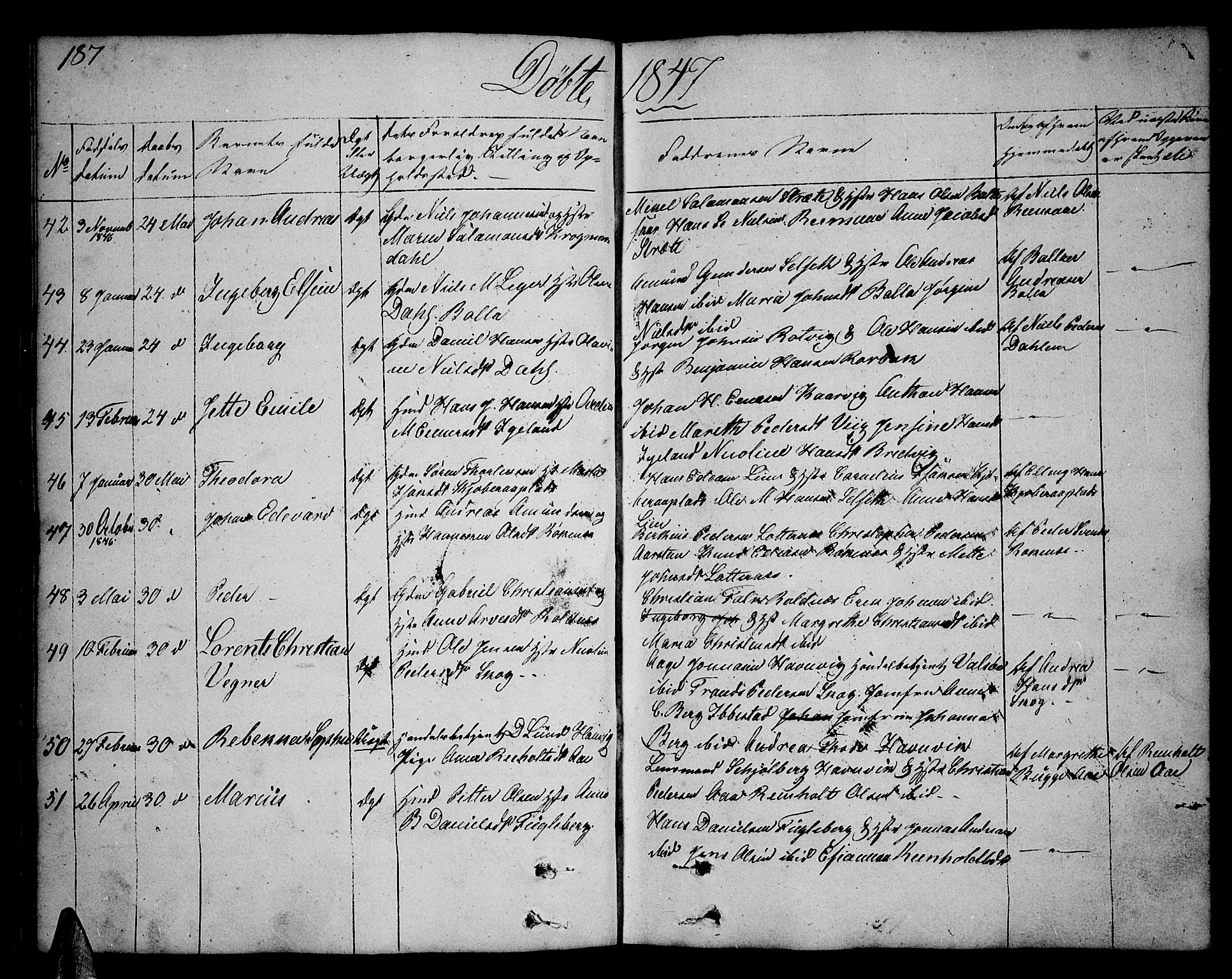 Ibestad sokneprestembete, SATØ/S-0077/H/Ha/Hab/L0003klokker: Parish register (copy) no. 3, 1833-1852, p. 187