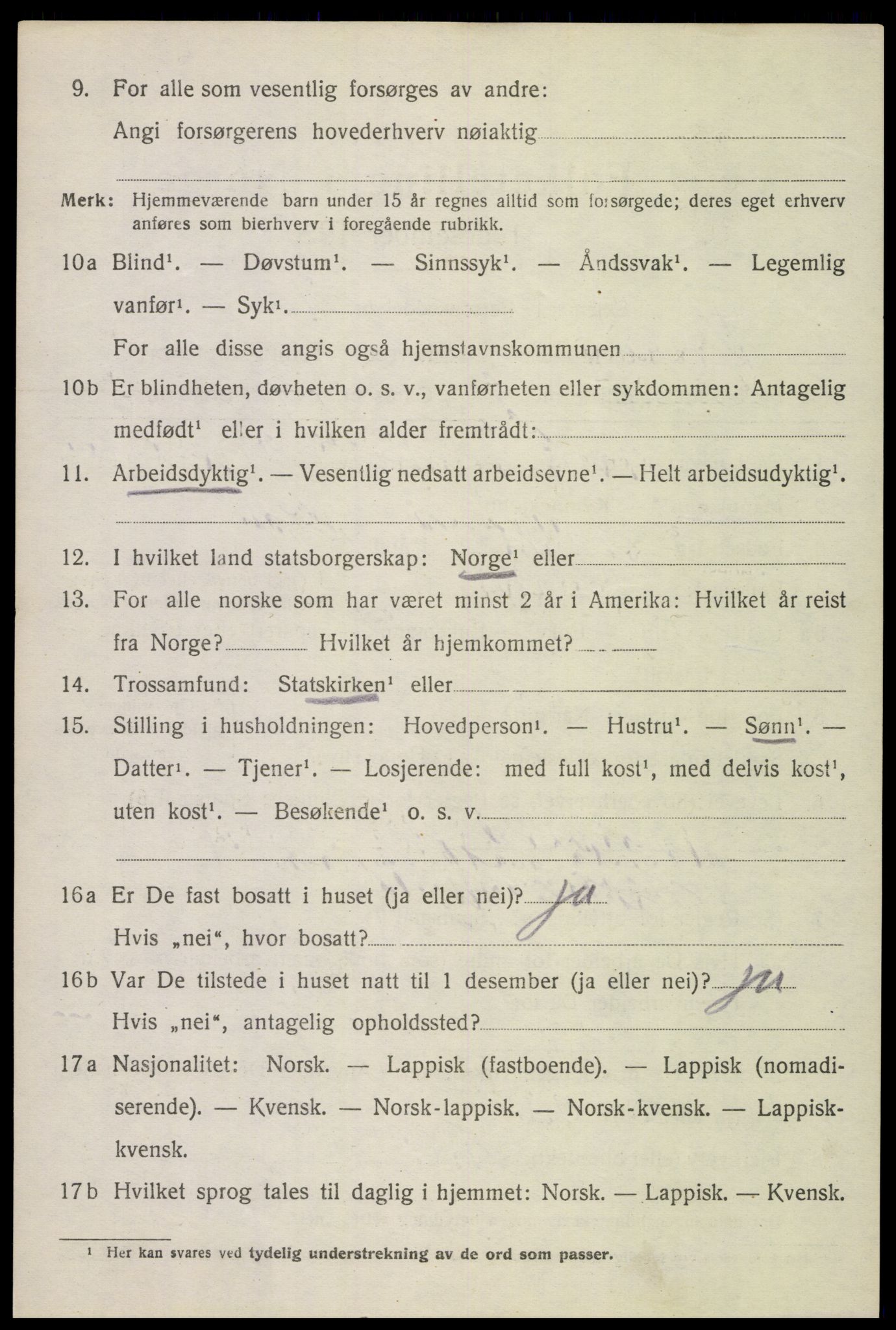 SAT, 1920 census for Værøy, 1920, p. 1000