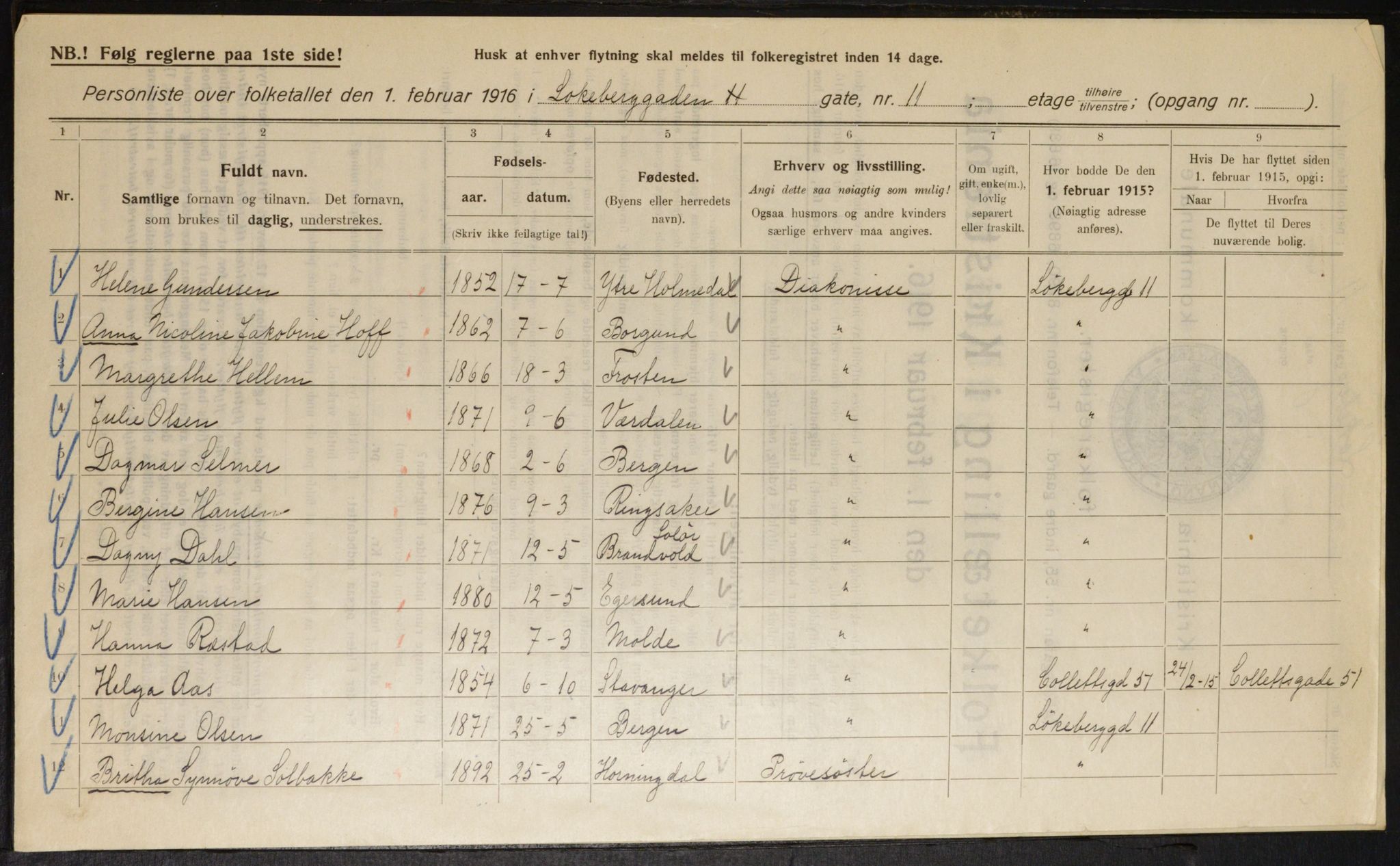 OBA, Municipal Census 1916 for Kristiania, 1916, p. 59945