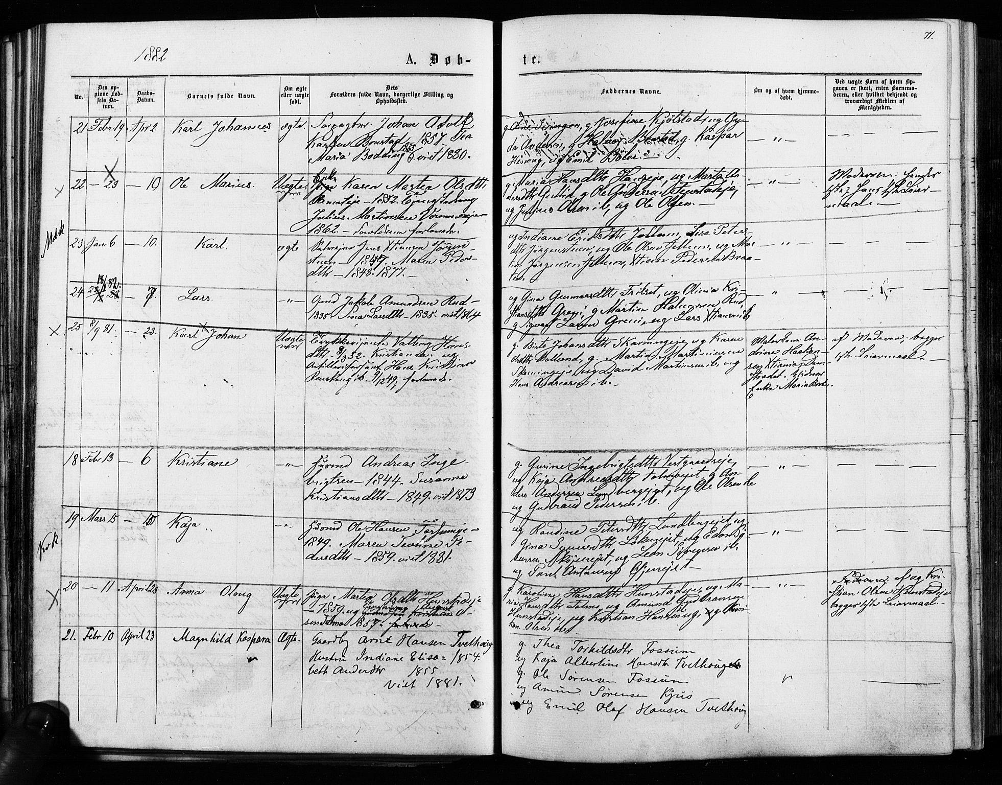 Nes prestekontor Kirkebøker, AV/SAO-A-10410/F/Fa/L0009: Parish register (official) no. I 9, 1875-1882, p. 71