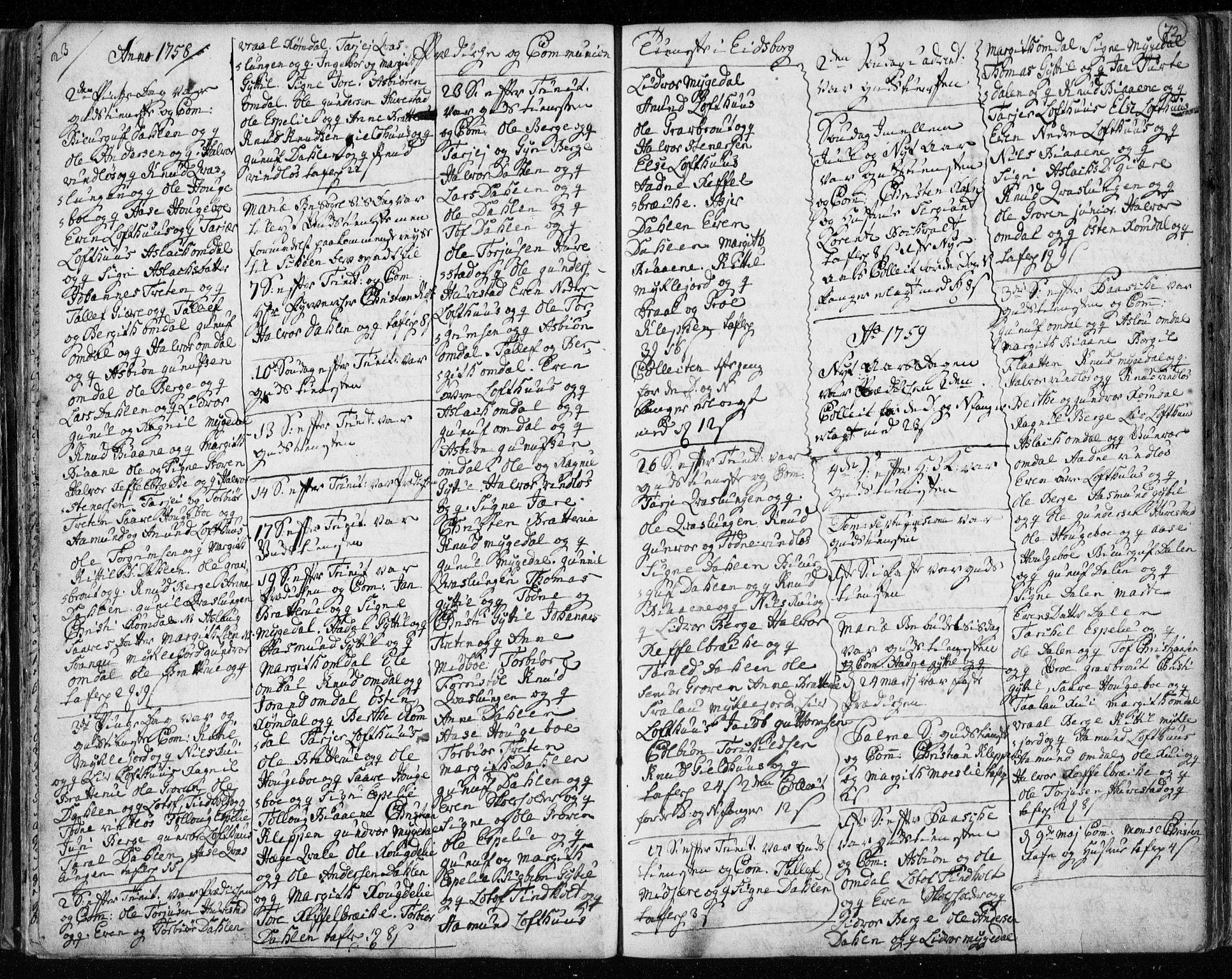 Lårdal kirkebøker, AV/SAKO-A-284/F/Fa/L0003: Parish register (official) no. I 3, 1754-1790, p. 72