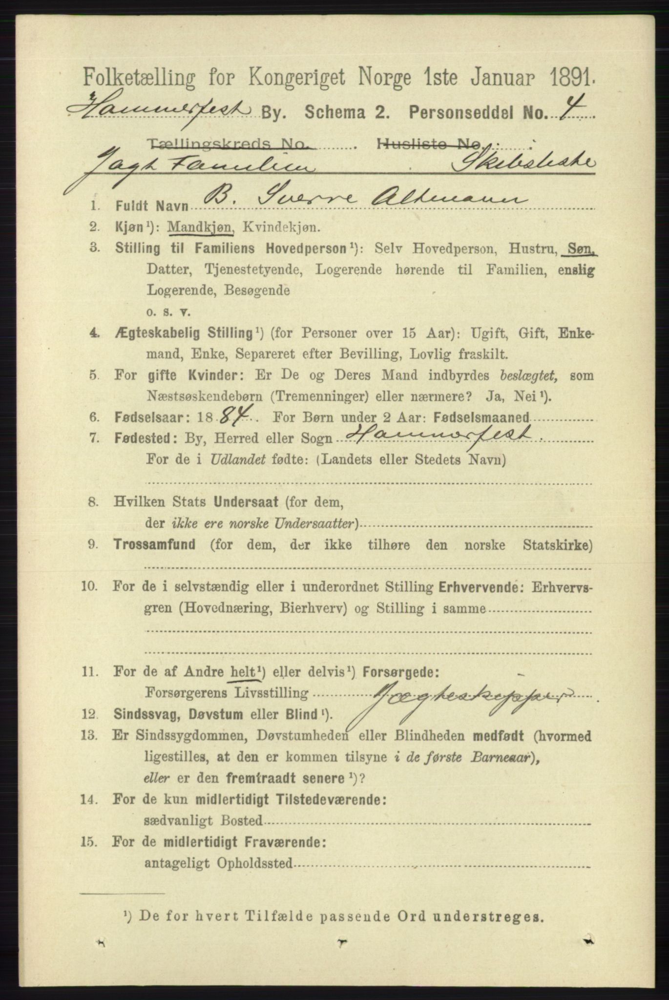 RA, 1891 census for 2001 Hammerfest, 1891, p. 2782