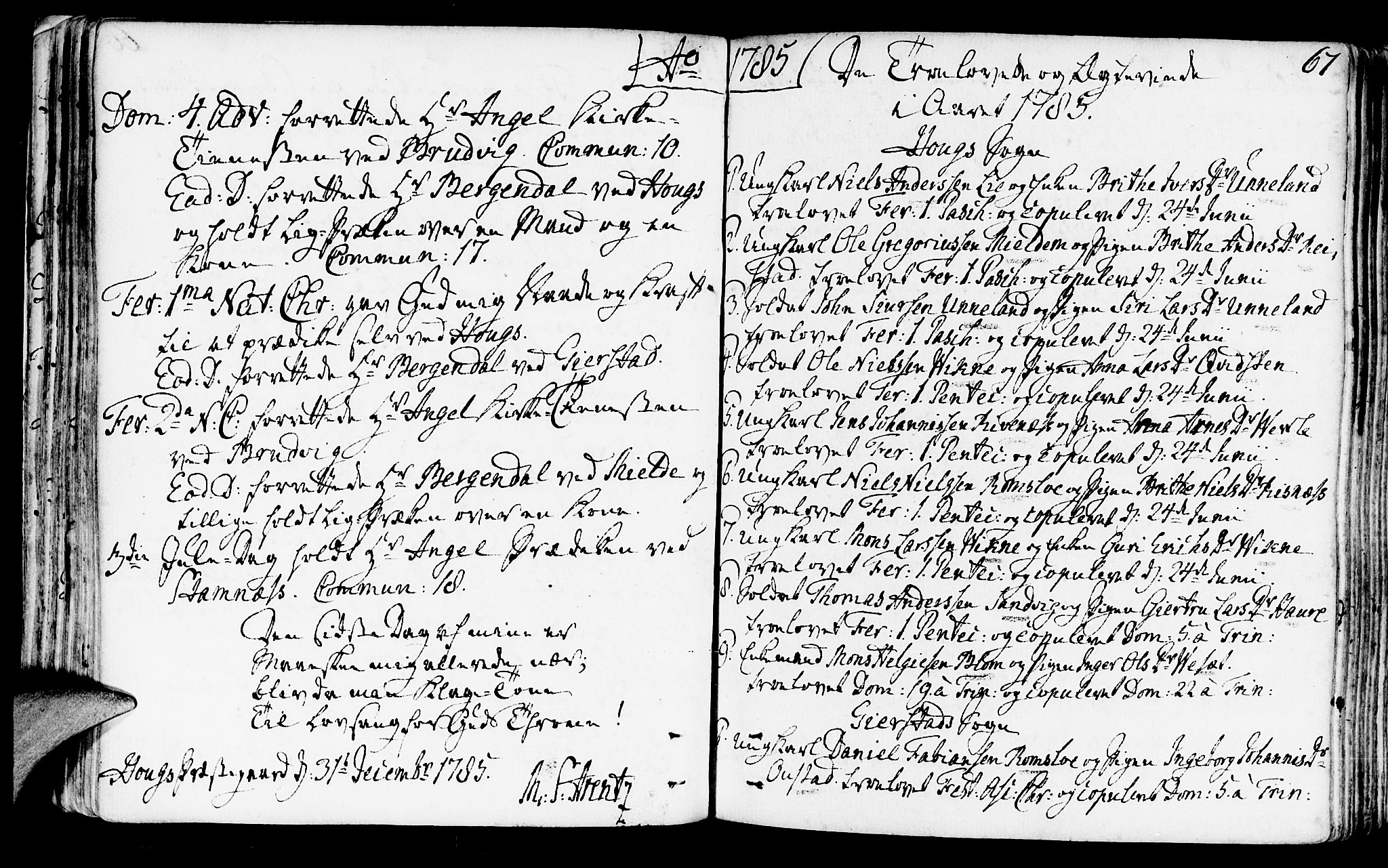 Haus sokneprestembete, SAB/A-75601/H/Haa: Parish register (official) no. A 10, 1782-1796, p. 67