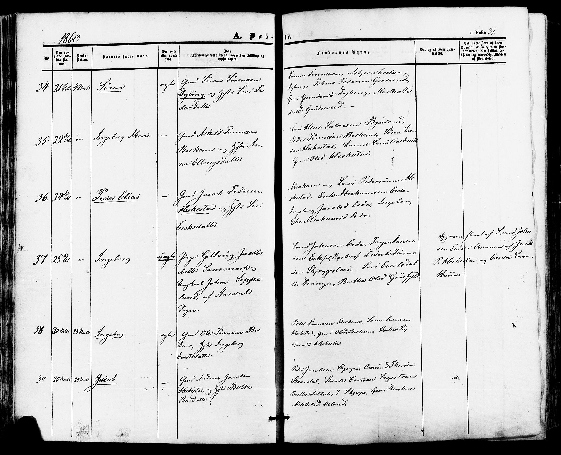 Lund sokneprestkontor, AV/SAST-A-101809/S06/L0010: Parish register (official) no. A 9, 1854-1886, p. 31