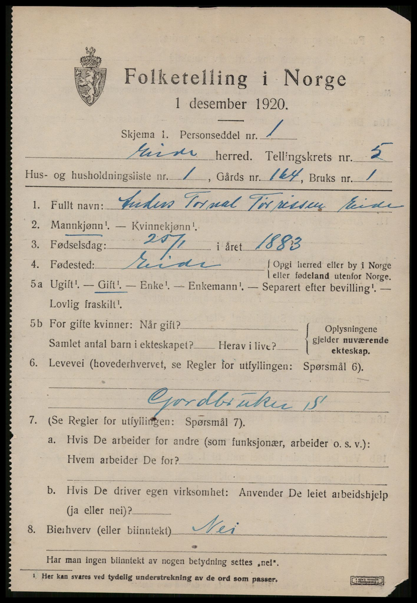 SAT, 1920 census for Eid (MR), 1920, p. 2228