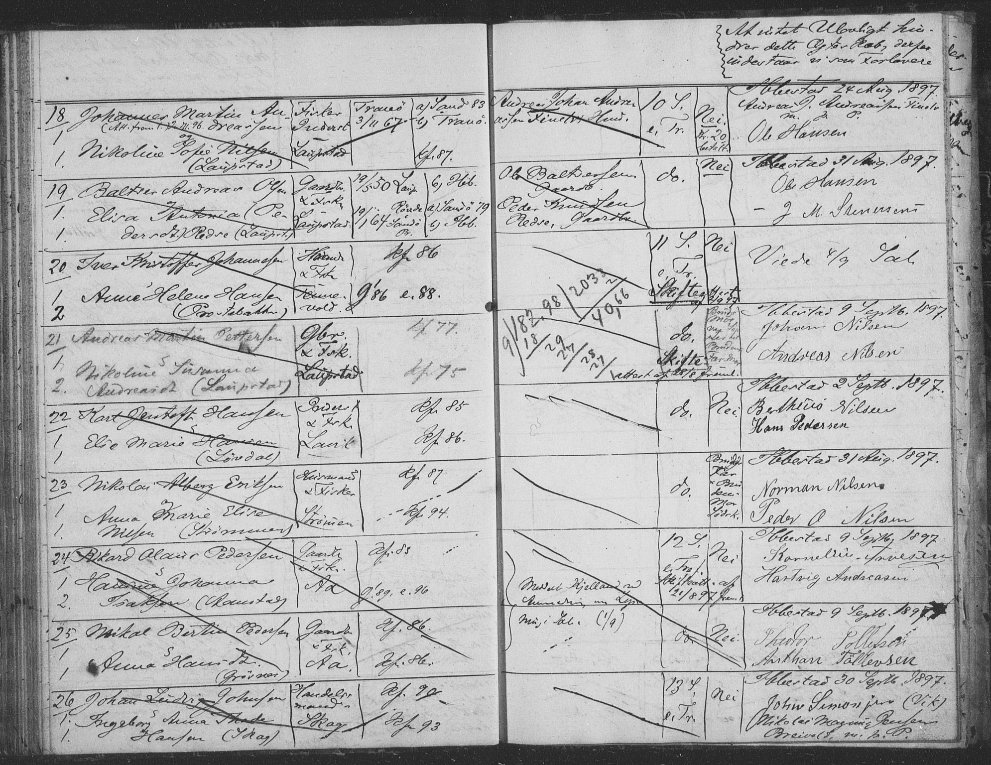 Ibestad sokneprestembete, AV/SATØ-S-0077/I/Ie/L0066: Banns register no. 66, 1888-1904