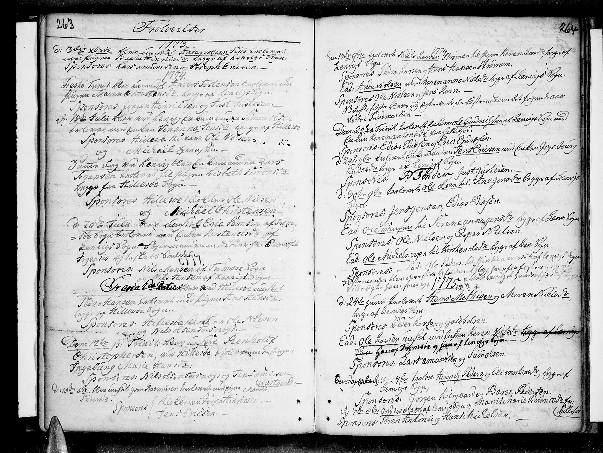 Lenvik sokneprestembete, AV/SATØ-S-1310/H/Ha/Haa/L0001kirke: Parish register (official) no. 1, 1753-1783, p. 263-264