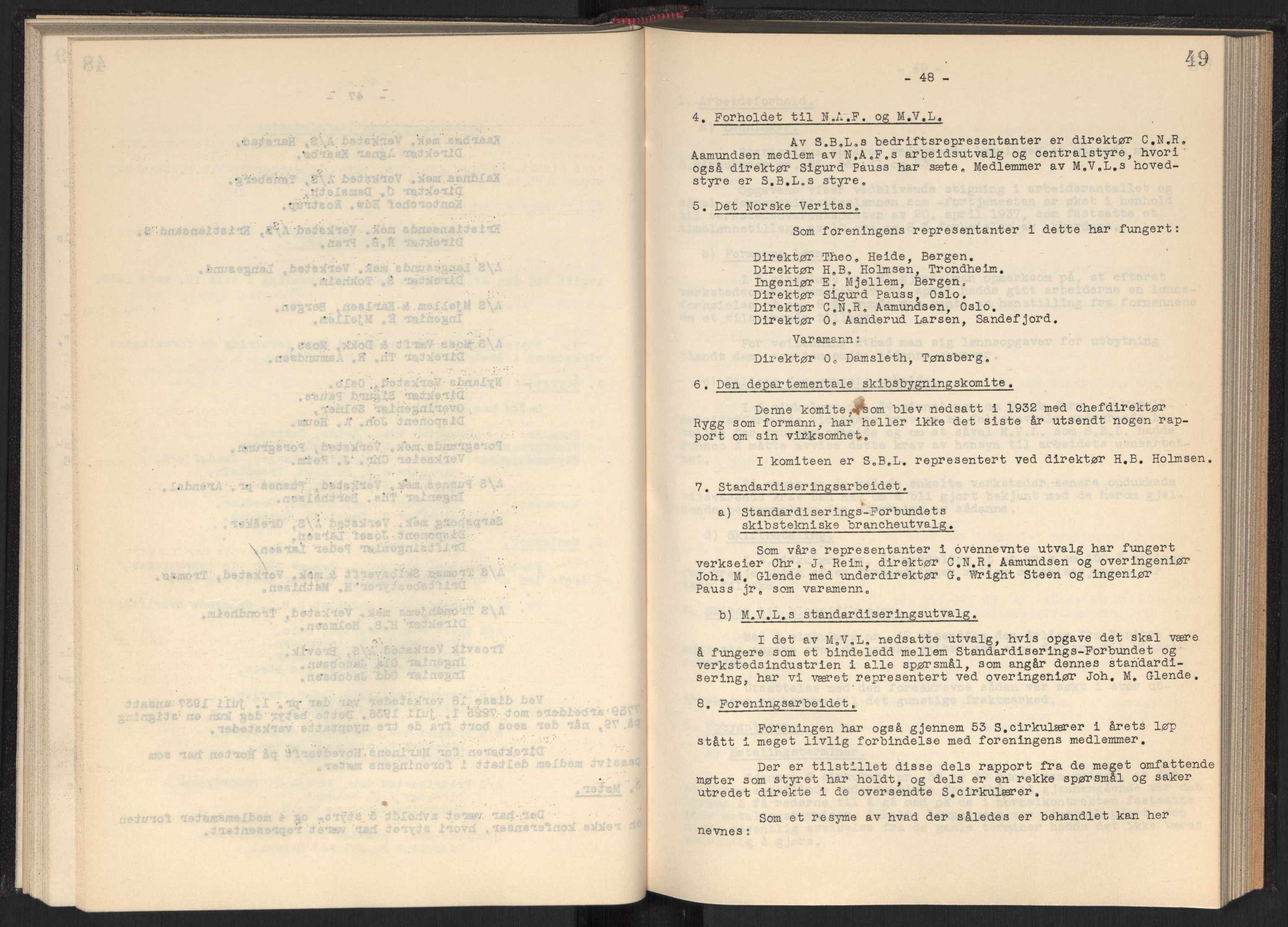 Teknologibedriftenes Landsforening TBL, RA/PA-1700/A/Ad/L0006: Årsberetning med register, 1937-1943, p. 49