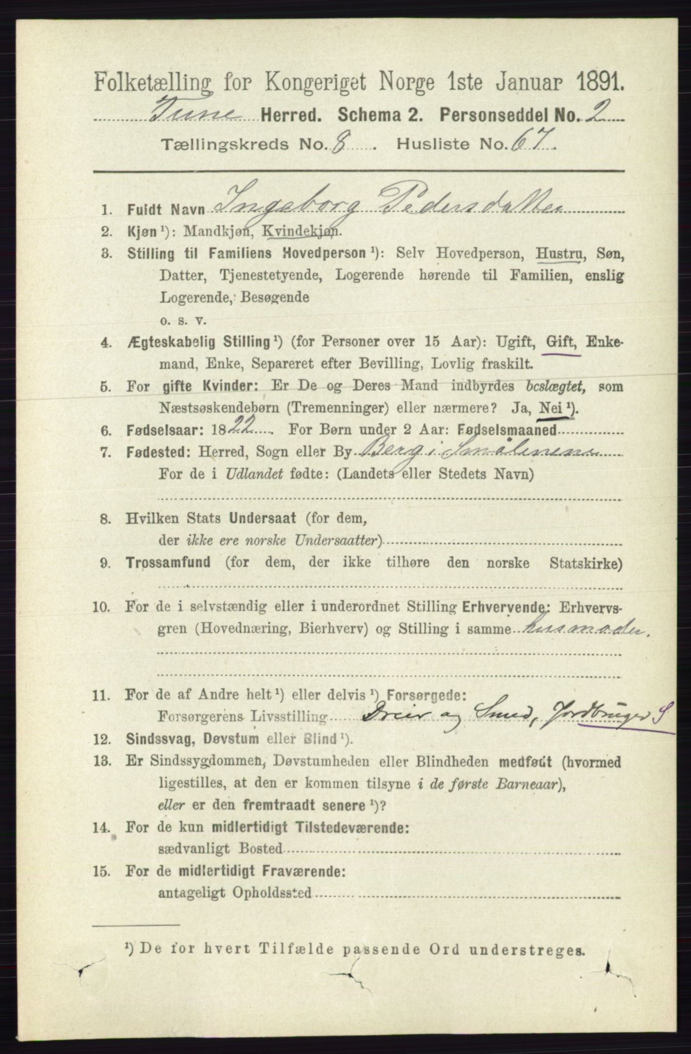 RA, 1891 census for 0130 Tune, 1891, p. 6136