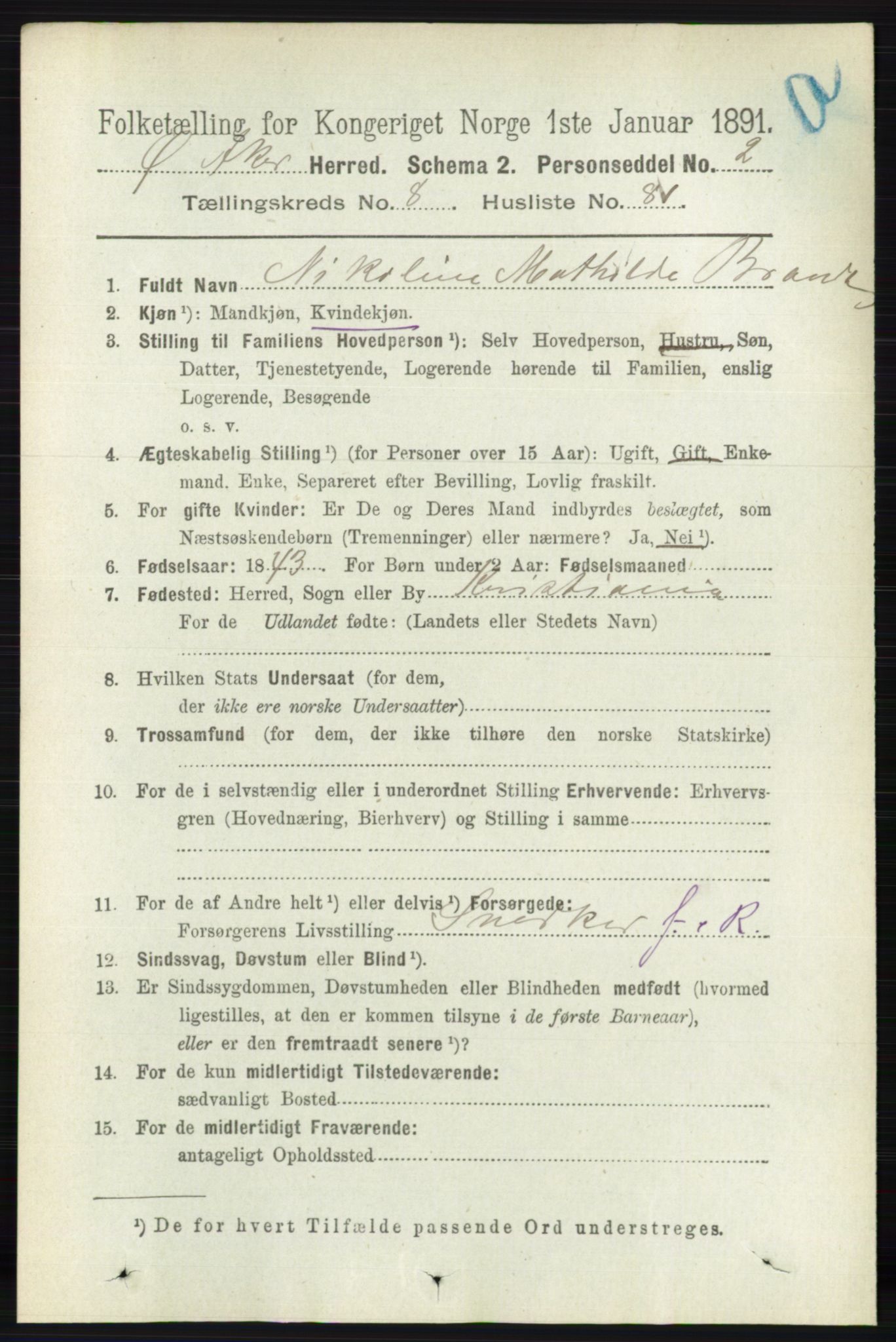 RA, 1891 census for 0218 Aker, 1891, p. 7918