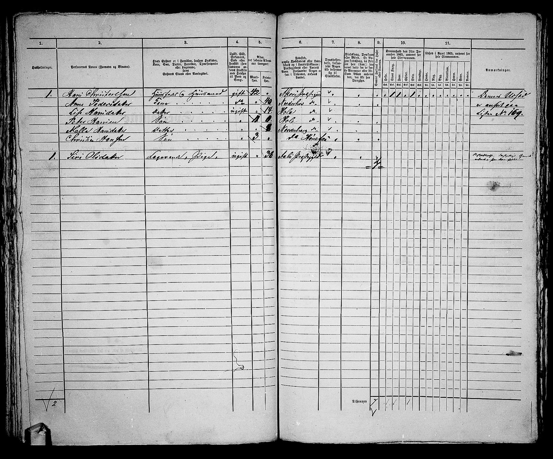 RA, 1865 census for Norderhov/Hønefoss, 1865, p. 159