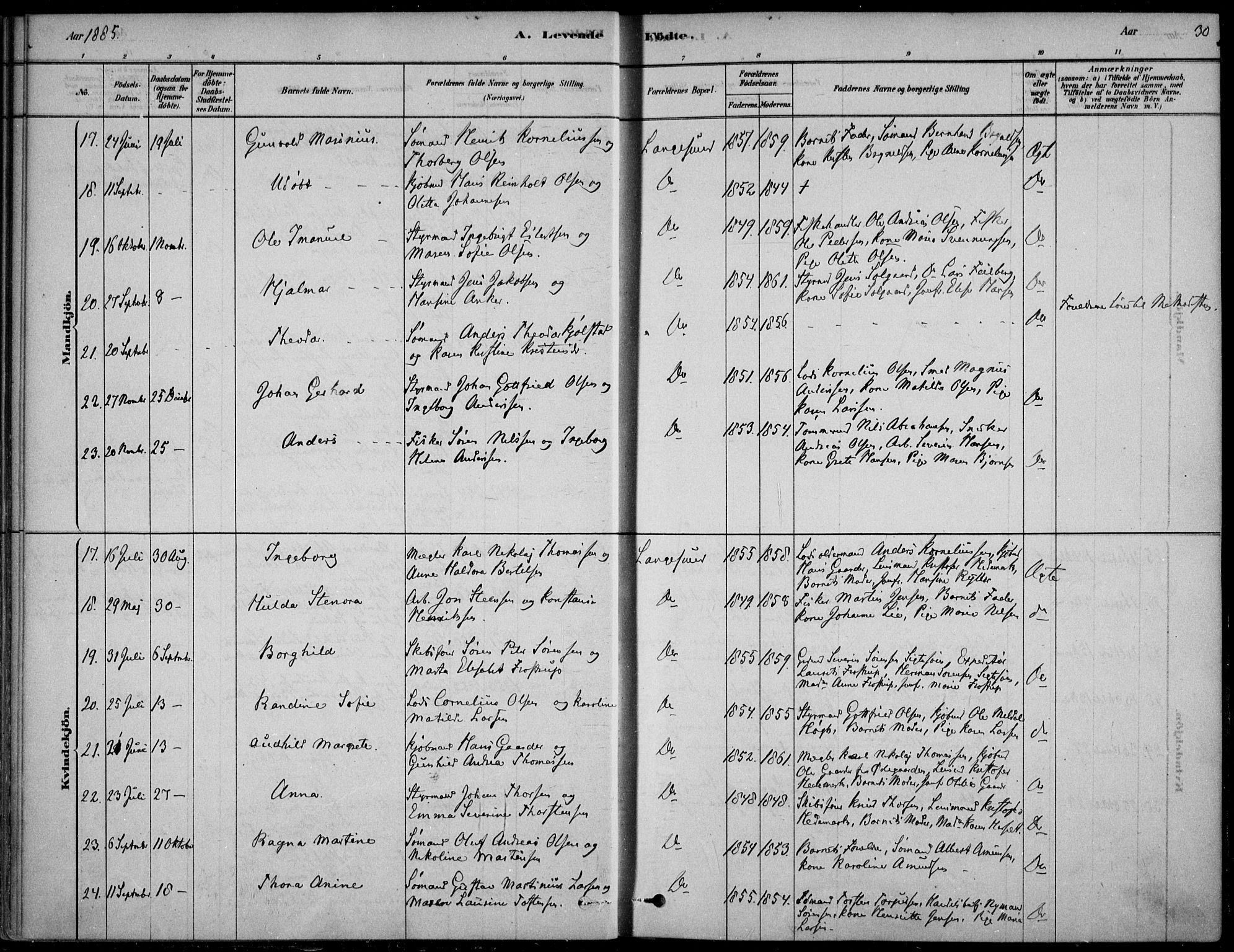 Langesund kirkebøker, SAKO/A-280/F/Fa/L0002: Parish register (official) no. 2, 1878-1892, p. 30