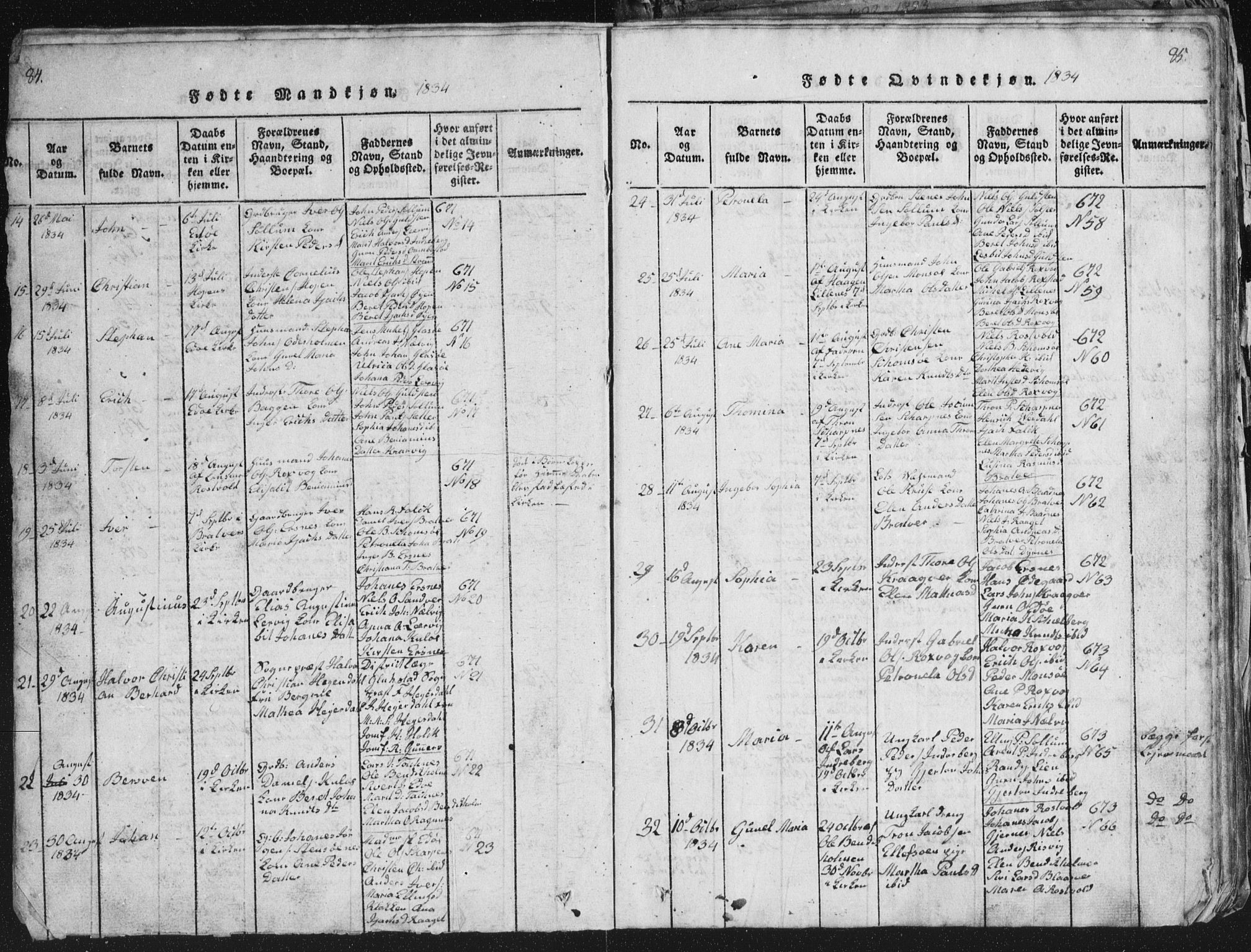 Ministerialprotokoller, klokkerbøker og fødselsregistre - Møre og Romsdal, SAT/A-1454/581/L0942: Parish register (copy) no. 581C00, 1820-1836, p. 84-85