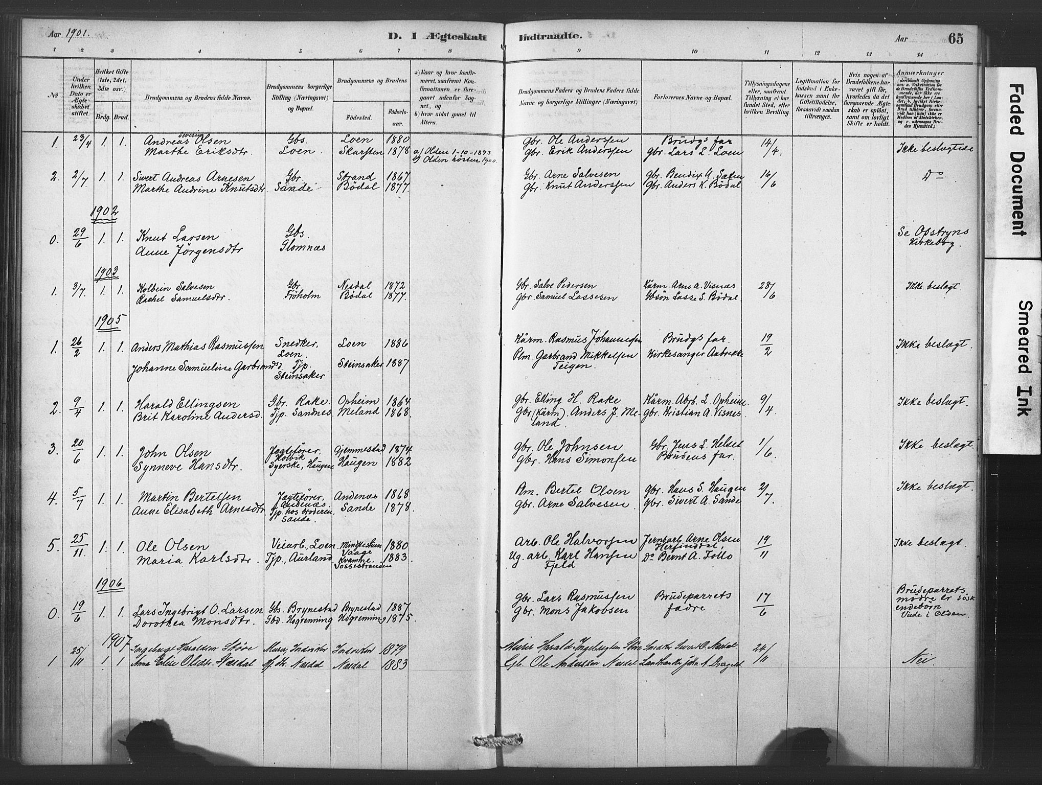 Stryn Sokneprestembete, AV/SAB-A-82501: Parish register (official) no. C 1, 1878-1907, p. 65