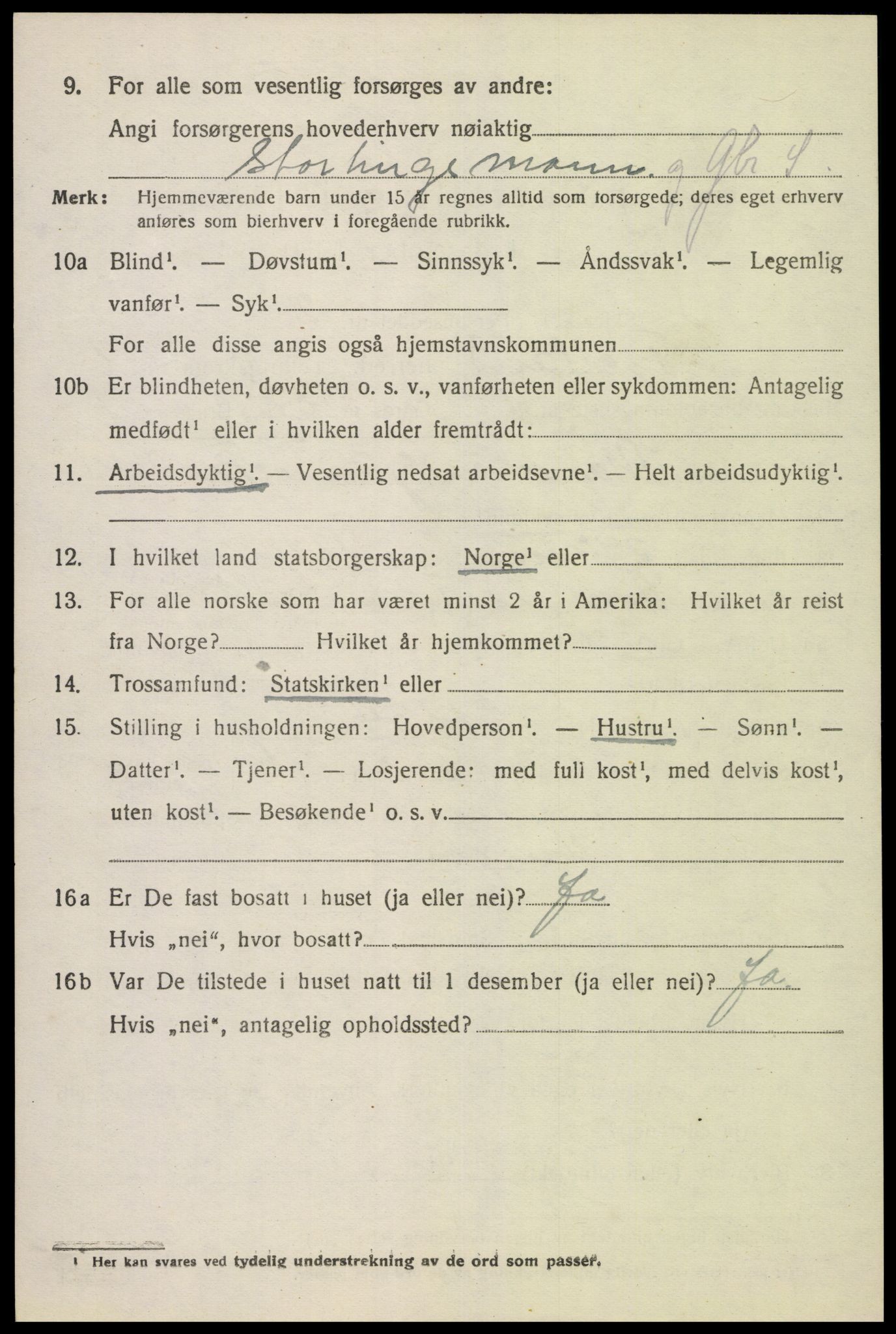 SAK, 1920 census for Fjotland, 1920, p. 2145