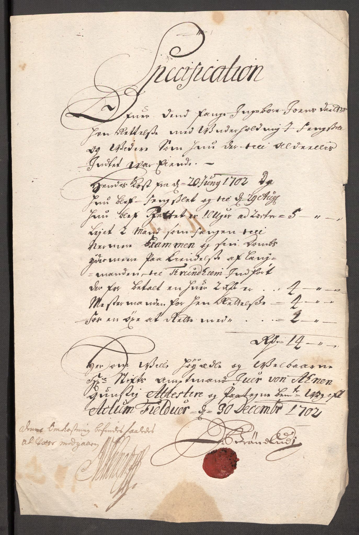 Rentekammeret inntil 1814, Reviderte regnskaper, Fogderegnskap, AV/RA-EA-4092/R57/L3855: Fogderegnskap Fosen, 1702-1703, p. 191