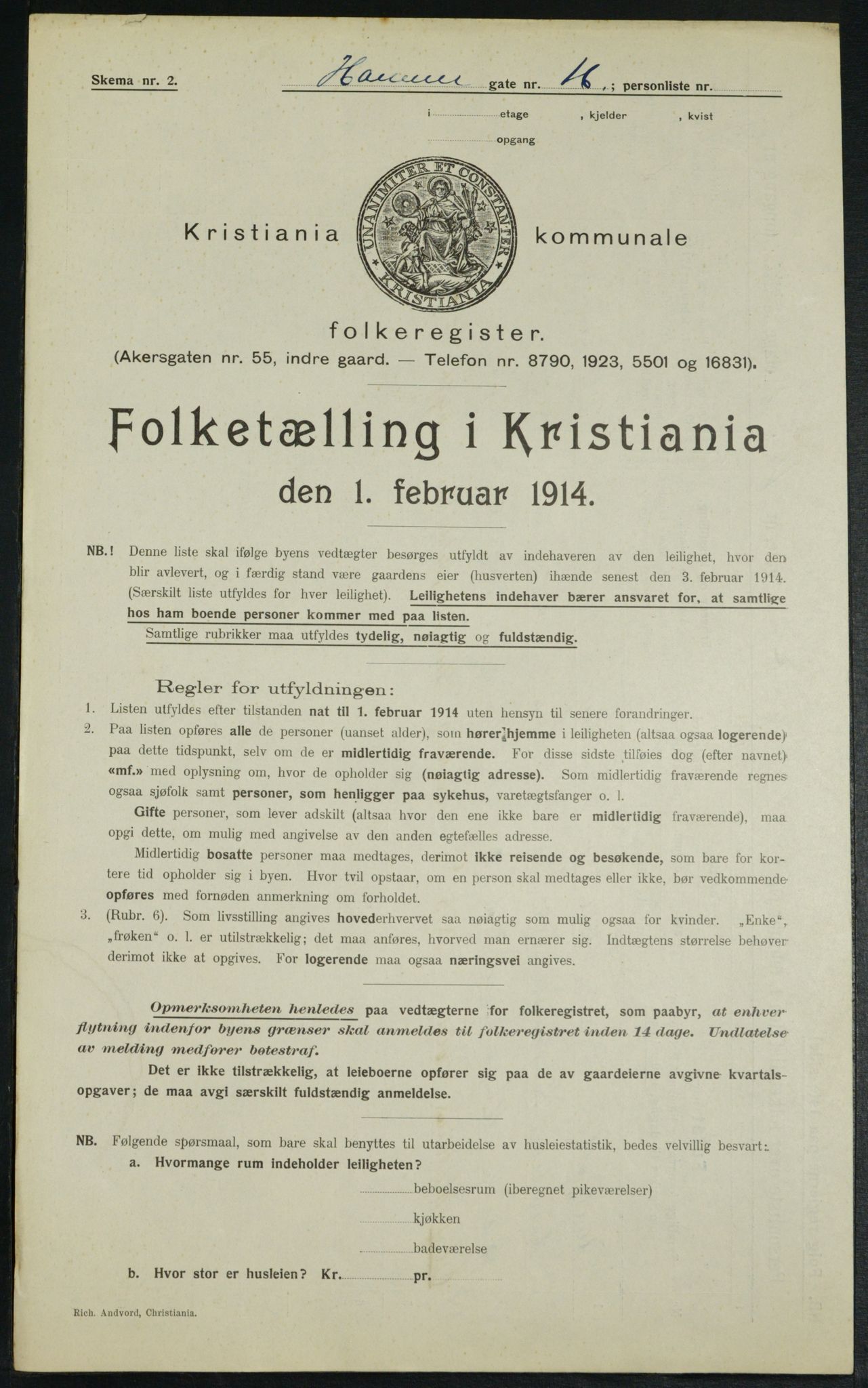 OBA, Municipal Census 1914 for Kristiania, 1914, p. 34454