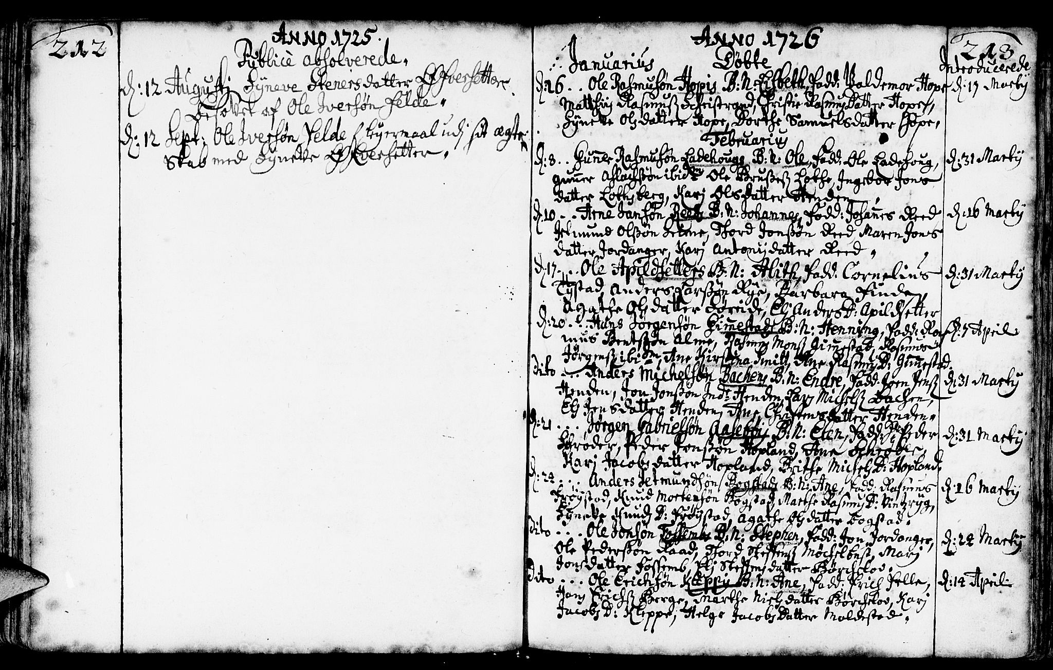 Gloppen sokneprestembete, AV/SAB-A-80101/H/Haa/Haaa/L0002: Parish register (official) no. A 2, 1712-1735, p. 212-213