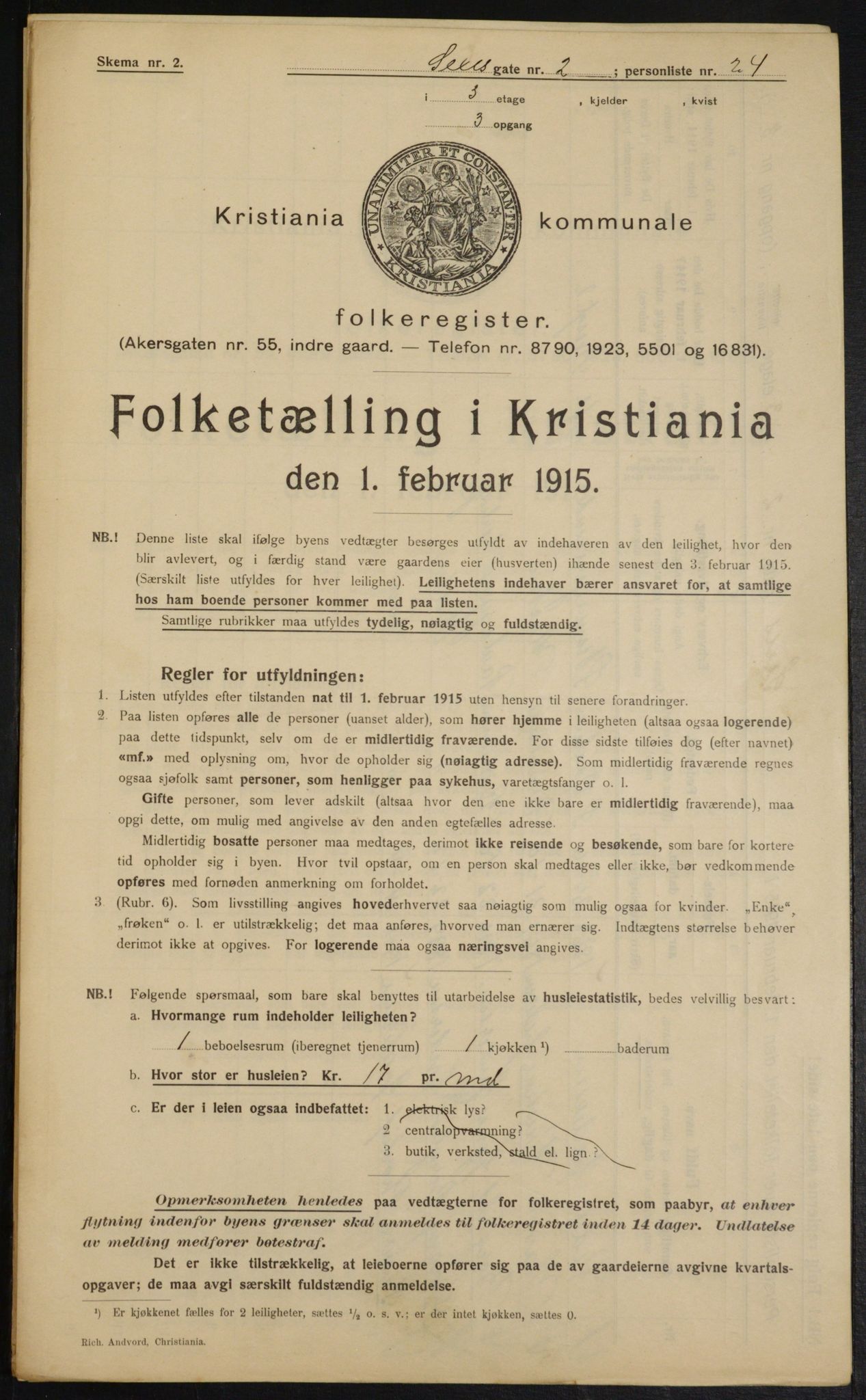 OBA, Municipal Census 1915 for Kristiania, 1915, p. 94401