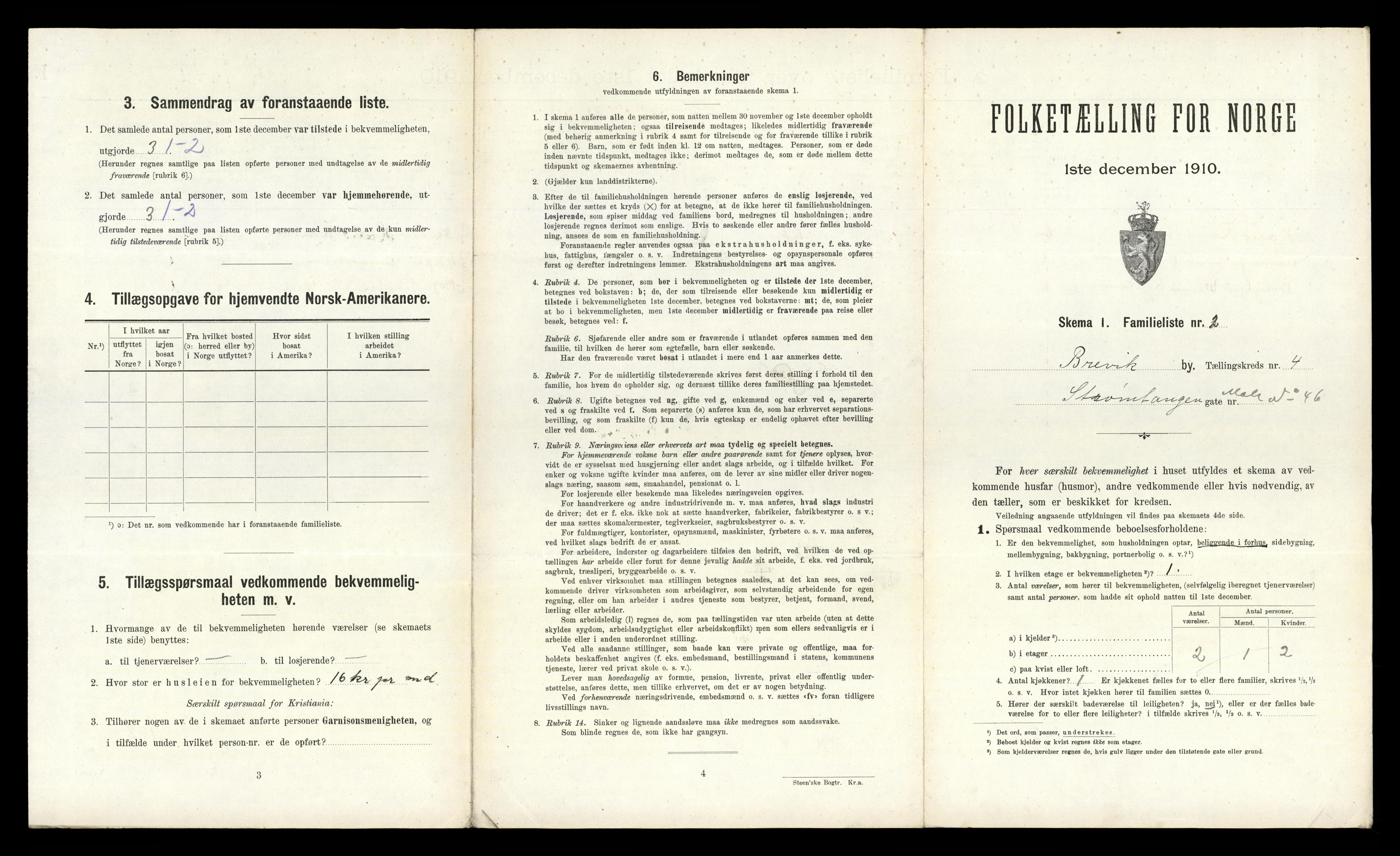 RA, 1910 census for Brevik, 1910, p. 1632