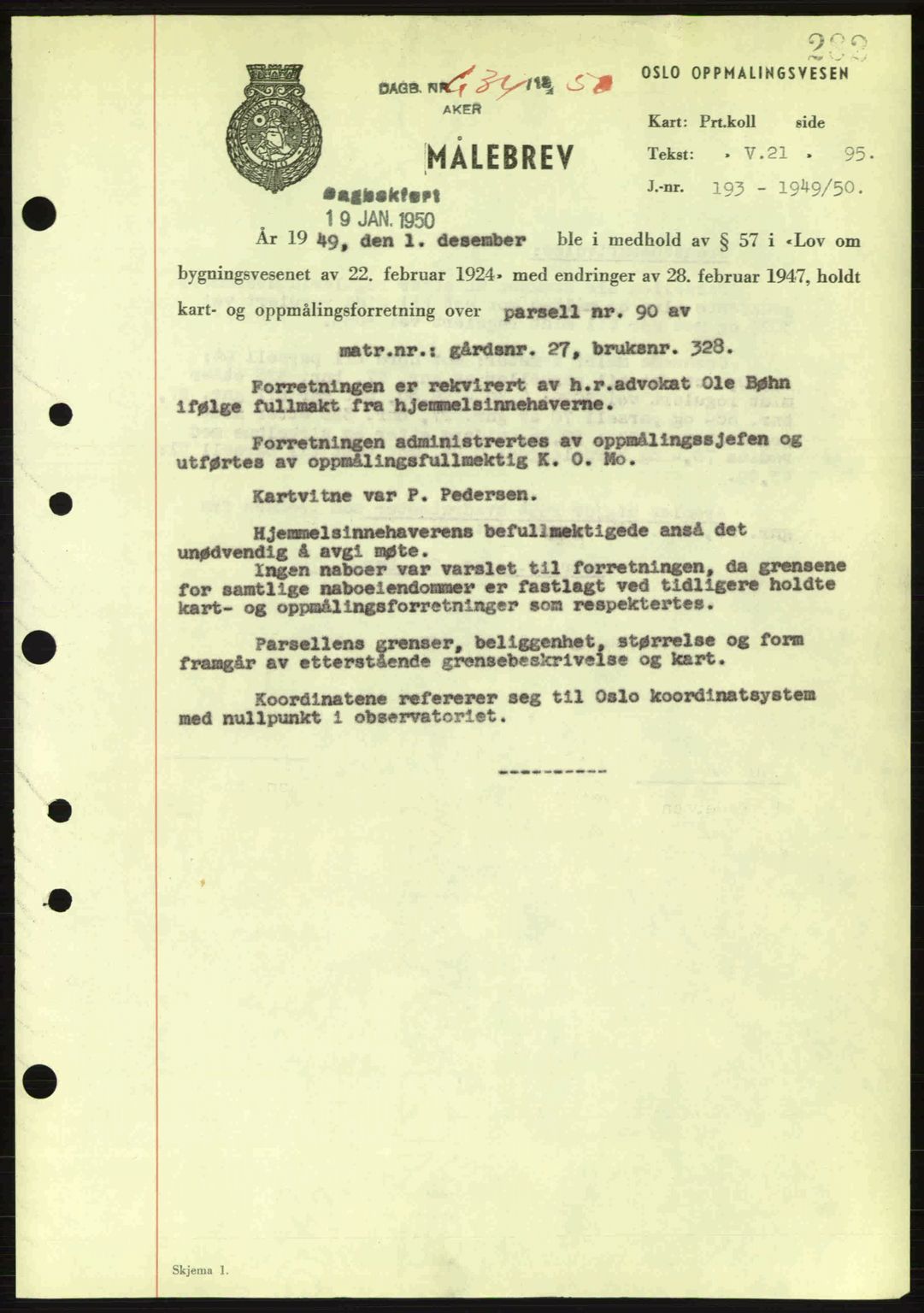 Oslo byskriverembete, AV/SAO-A-10227/G/Gb/Gbd/Gbda/L0017: Mortgage book no. A215, 1949-1950, Diary no: : 634/1950