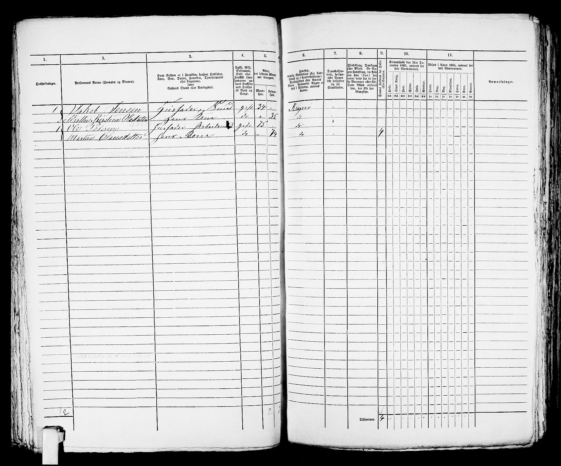 RA, 1865 census for Kragerø/Kragerø, 1865, p. 777