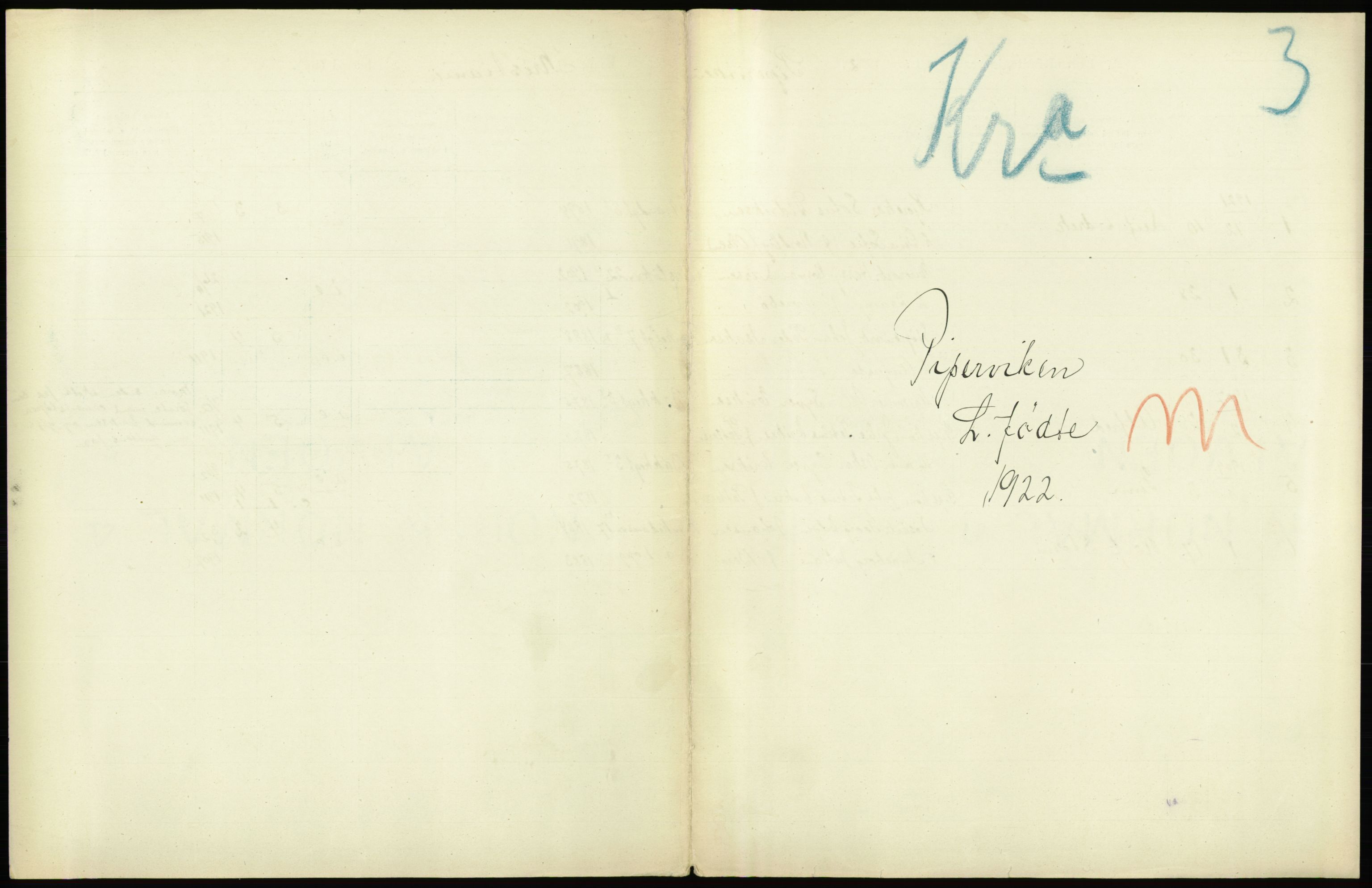 Statistisk sentralbyrå, Sosiodemografiske emner, Befolkning, AV/RA-S-2228/D/Df/Dfc/Dfcb/L0007: Kristiania: Levendefødte menn og kvinner., 1922, p. 103