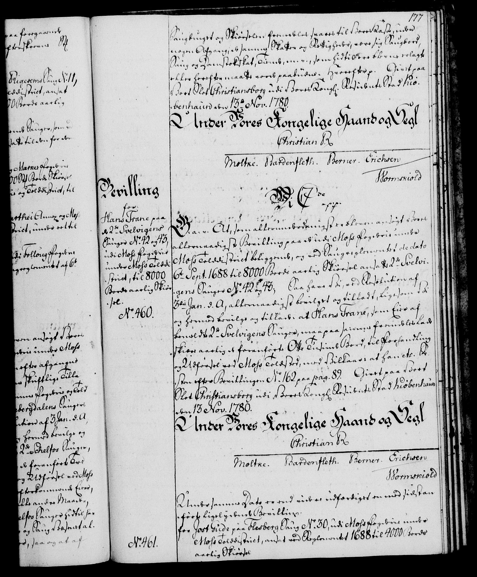 Rentekammeret, Kammerkanselliet, AV/RA-EA-3111/G/Gg/Gga/L0011: Norsk ekspedisjonsprotokoll med register (merket RK 53.11), 1779-1781, p. 177