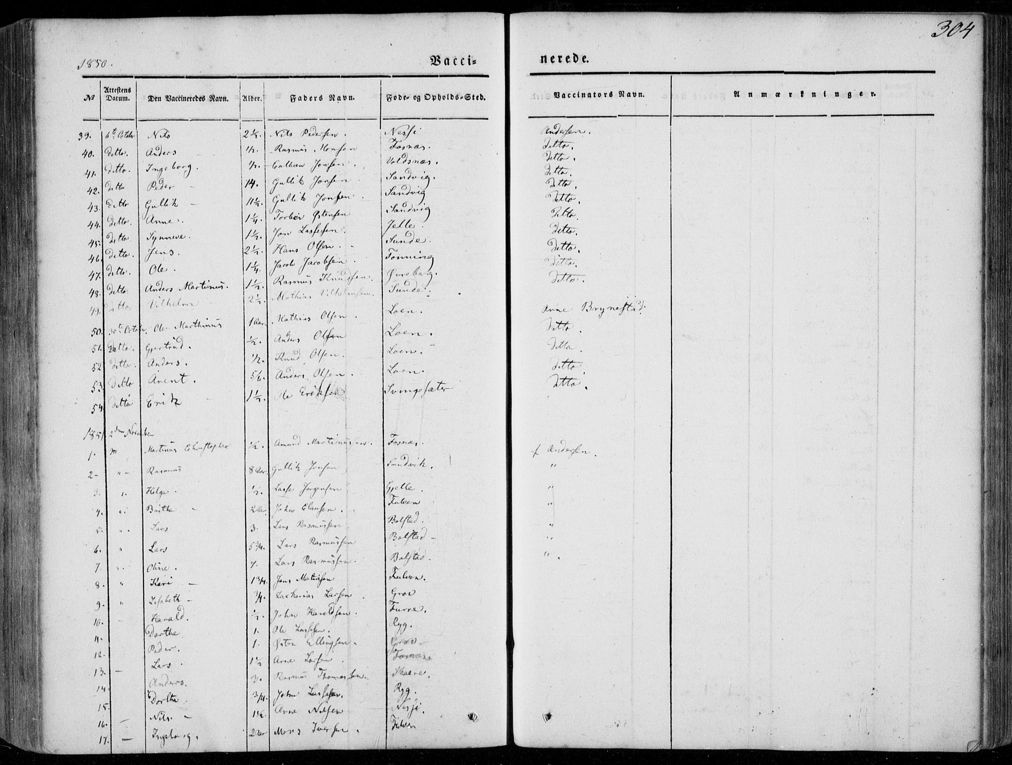 Stryn Sokneprestembete, SAB/A-82501: Parish register (official) no. A 2, 1844-1861, p. 304