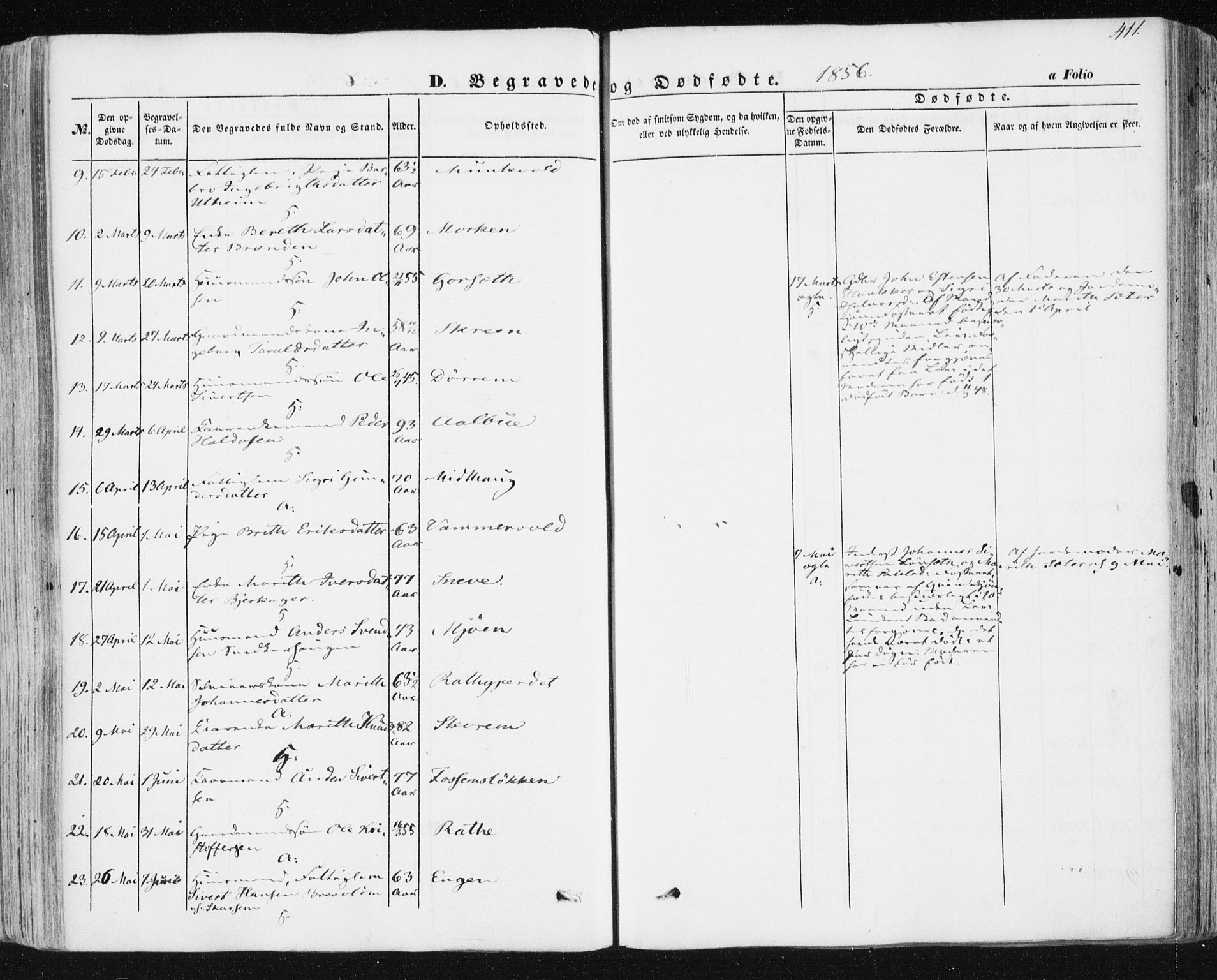 Ministerialprotokoller, klokkerbøker og fødselsregistre - Sør-Trøndelag, SAT/A-1456/678/L0899: Parish register (official) no. 678A08, 1848-1872, p. 411