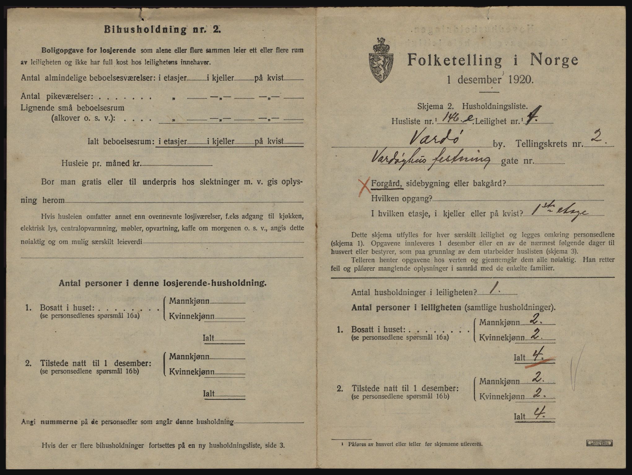 SATØ, 1920 census for Vardø, 1920, p. 2309