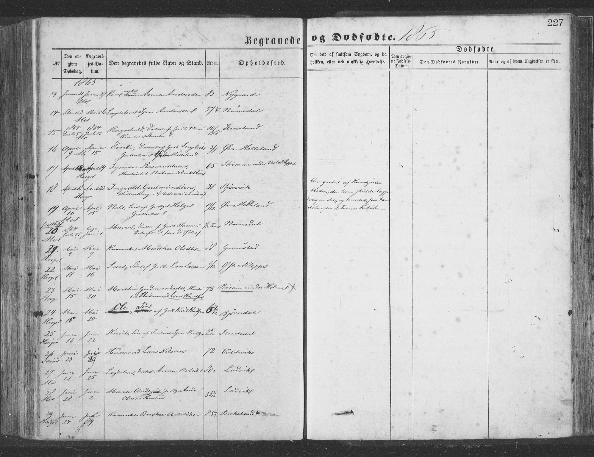 Hosanger sokneprestembete, SAB/A-75801/H/Haa: Parish register (official) no. A 9, 1864-1876, p. 227