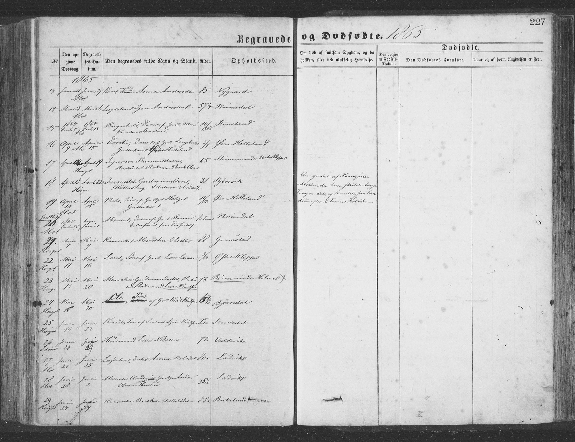 Hosanger sokneprestembete, AV/SAB-A-75801/H/Haa: Parish register (official) no. A 9, 1864-1876, p. 227