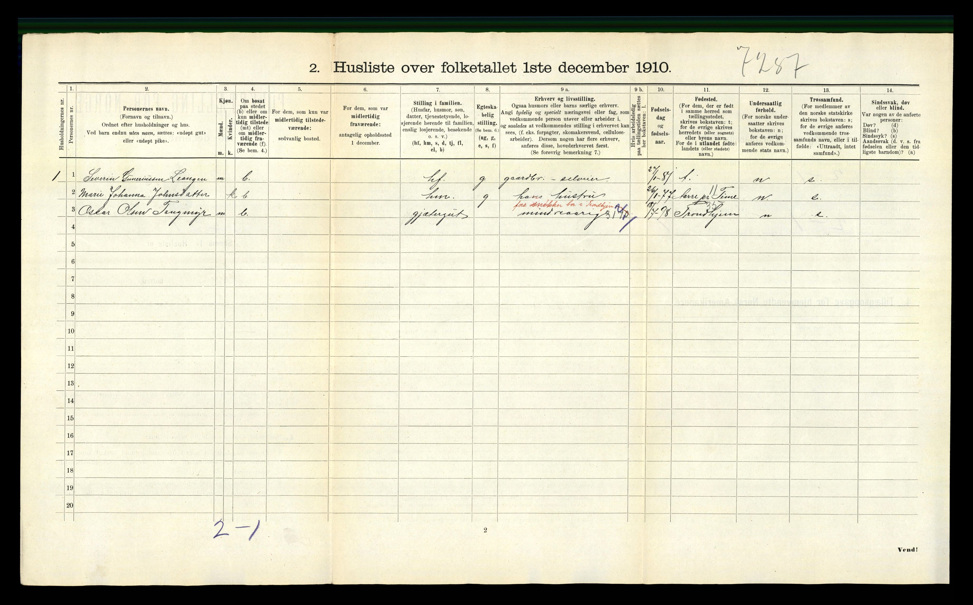 RA, 1910 census for Åsen, 1910, p. 603