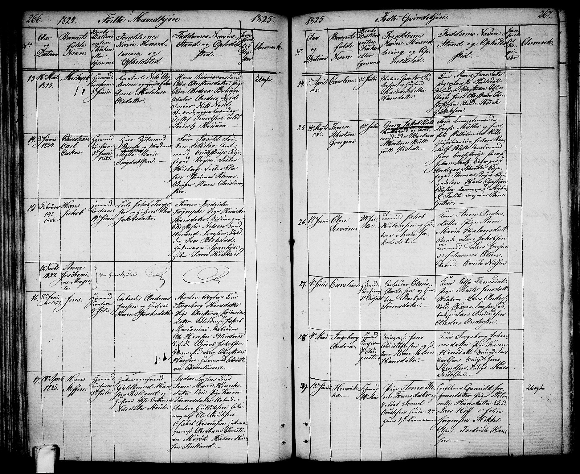 Larvik kirkebøker, AV/SAKO-A-352/G/Ga/L0002: Parish register (copy) no. I 2, 1807-1830, p. 266-267