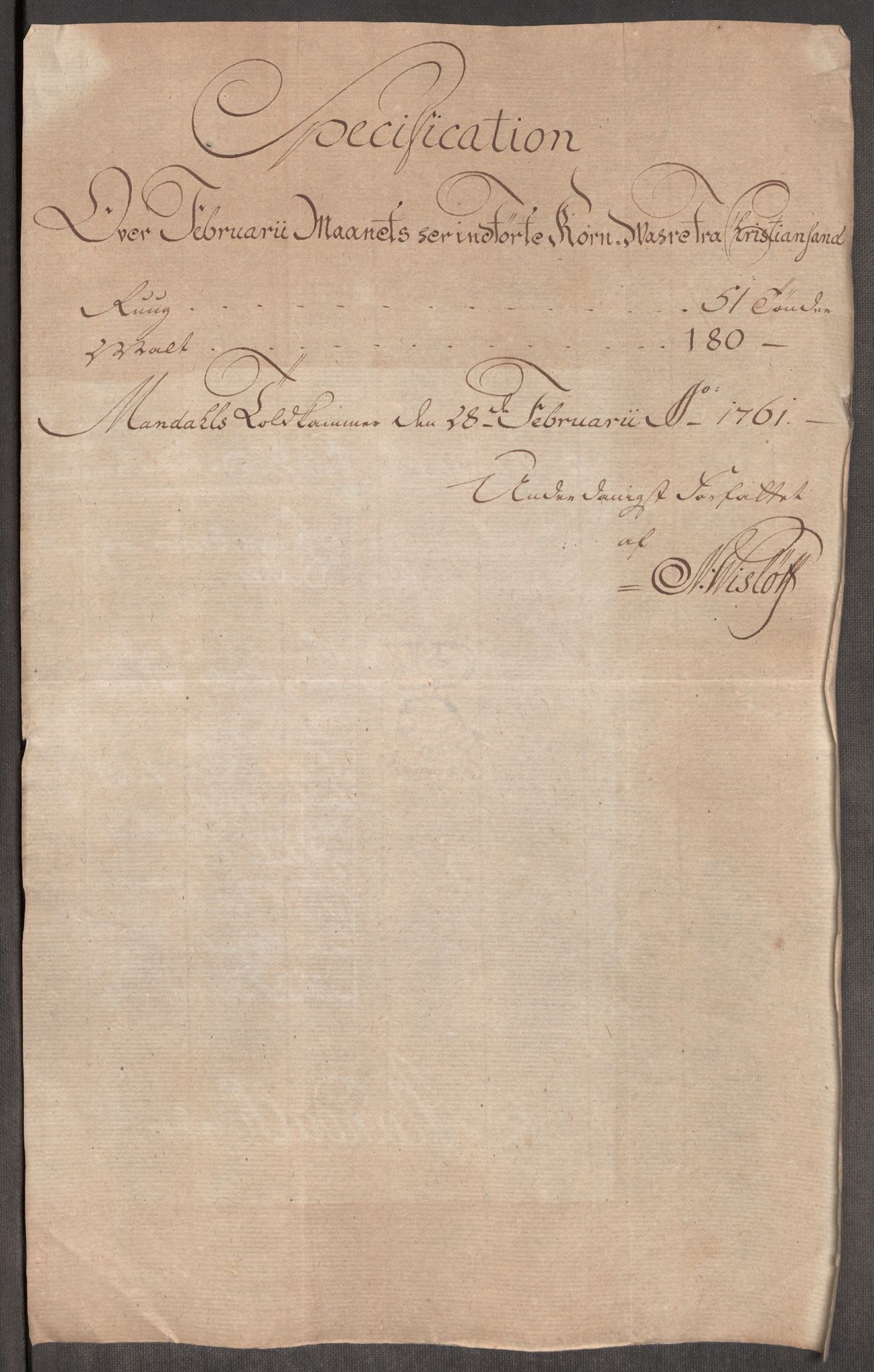 Rentekammeret inntil 1814, Realistisk ordnet avdeling, RA/EA-4070/Oe/L0007: [Ø1]: Priskuranter, 1761-1763, p. 242