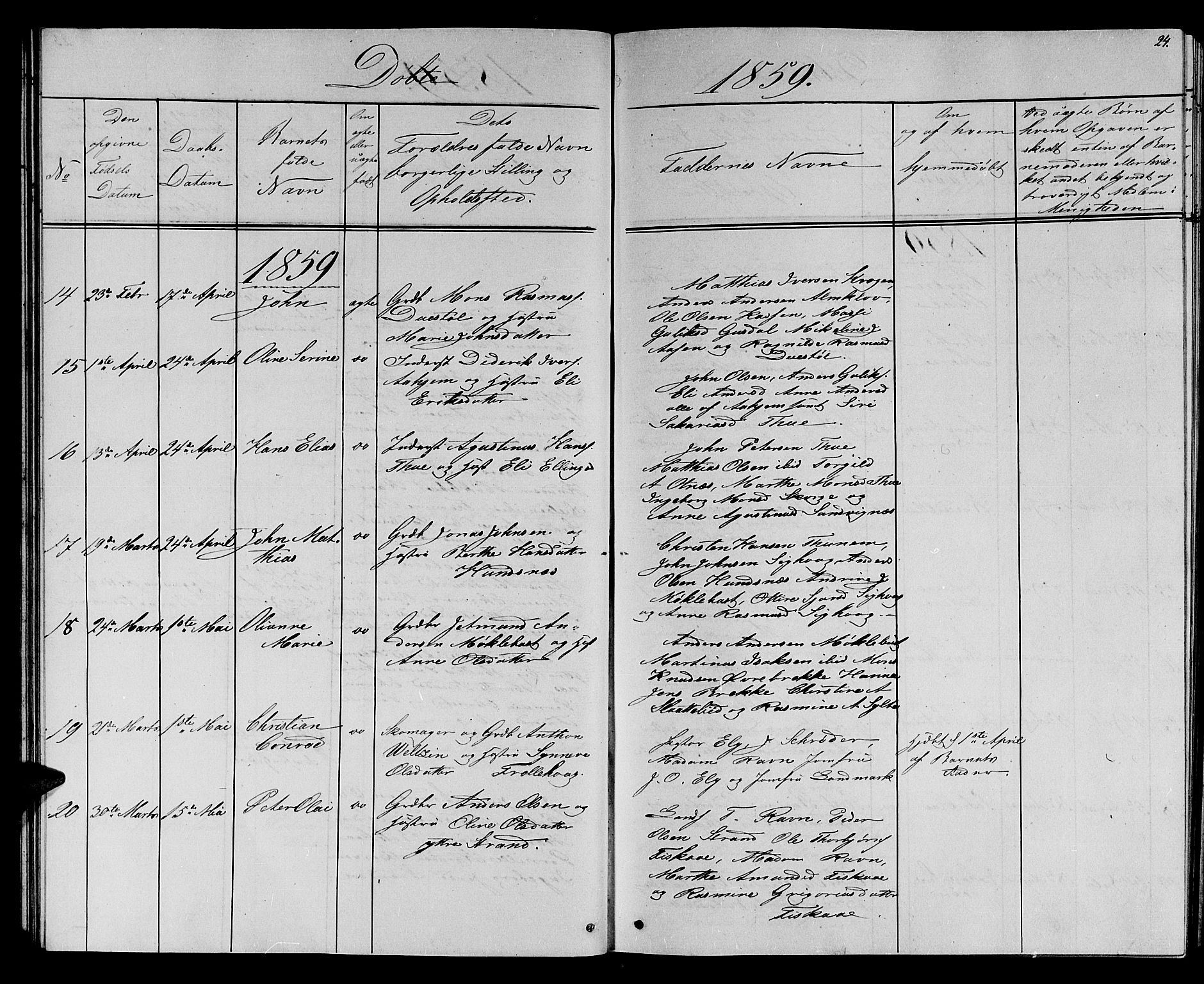 Ministerialprotokoller, klokkerbøker og fødselsregistre - Møre og Romsdal, AV/SAT-A-1454/501/L0015: Parish register (copy) no. 501C01, 1854-1867, p. 24