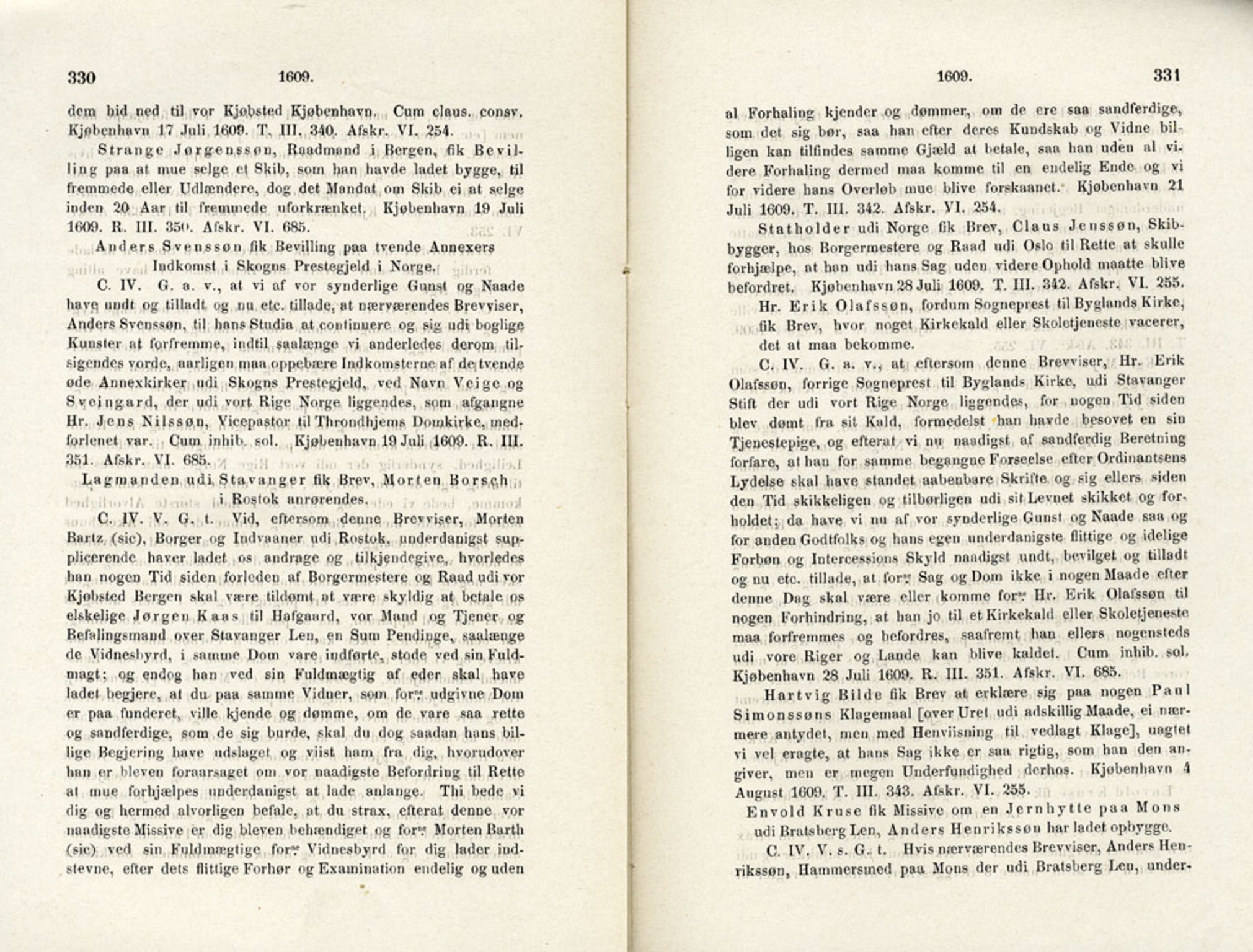 Publikasjoner utgitt av Det Norske Historiske Kildeskriftfond, PUBL/-/-/-: Norske Rigs-Registranter, bind 4, 1603-1618, p. 330-331