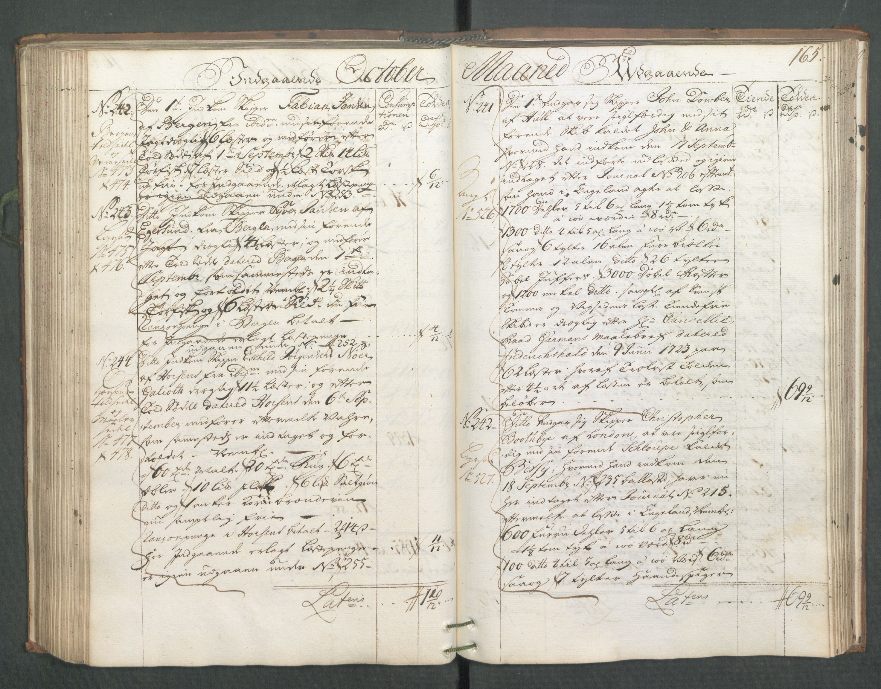 Generaltollkammeret, tollregnskaper, AV/RA-EA-5490/R01/L0006/0001: Tollregnskaper Fredrikshald / Hovedtollbok, 1731, p. 165