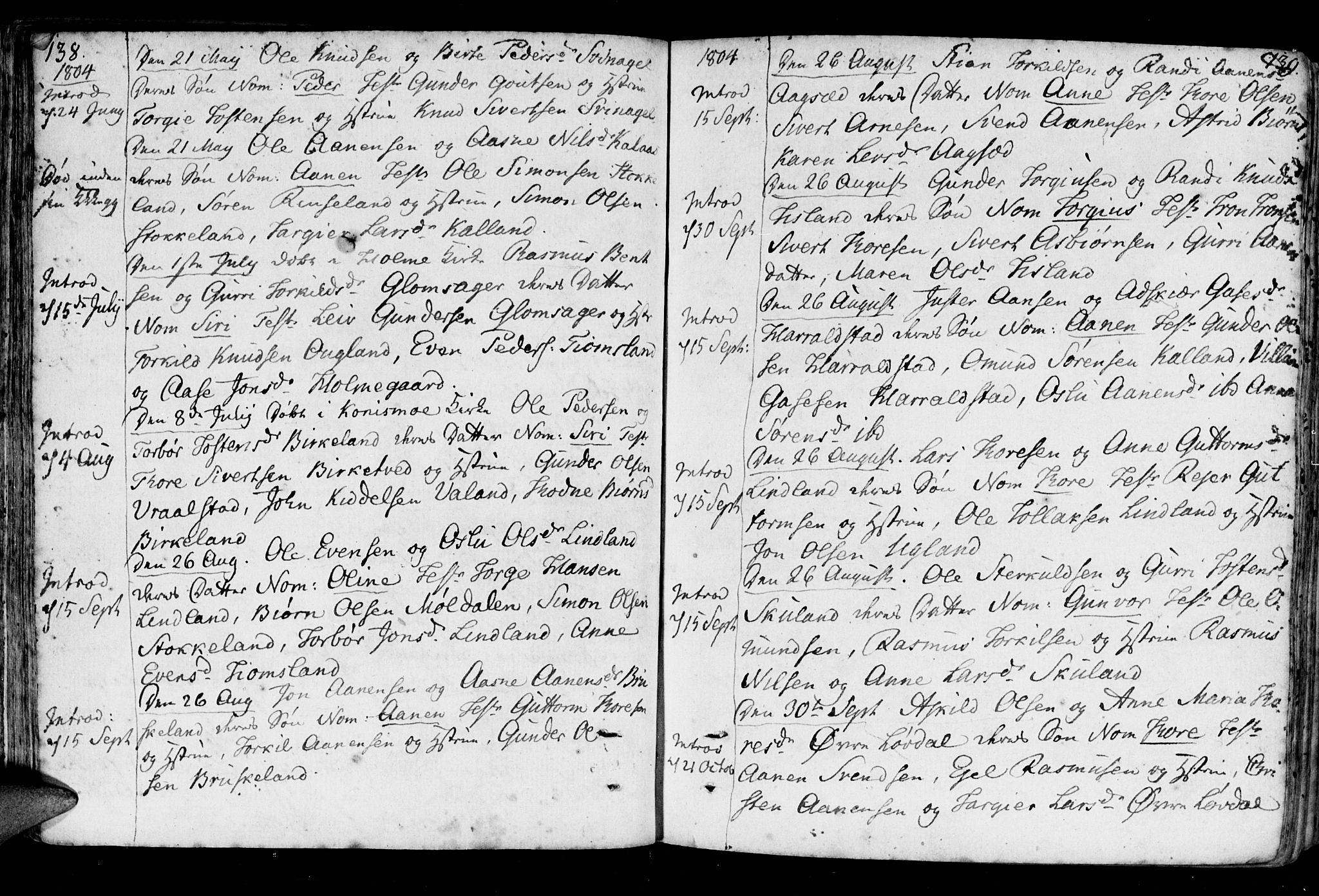 Holum sokneprestkontor, AV/SAK-1111-0022/F/Fa/Fab/L0004: Parish register (official) no. A 4, 1774-1847, p. 138-139