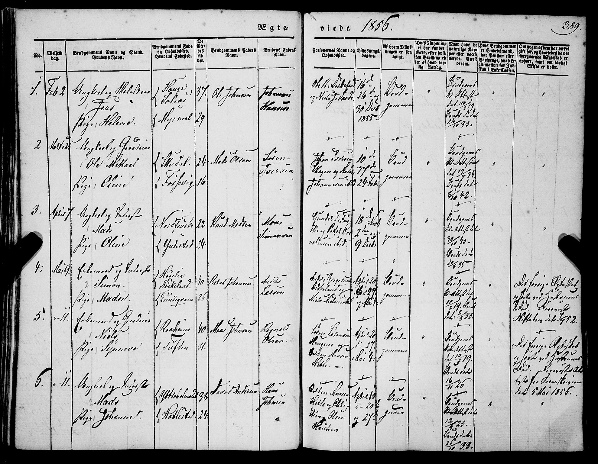 Gaular sokneprestembete, SAB/A-80001/H/Haa: Parish register (official) no. A 4II, 1841-1859, p. 389