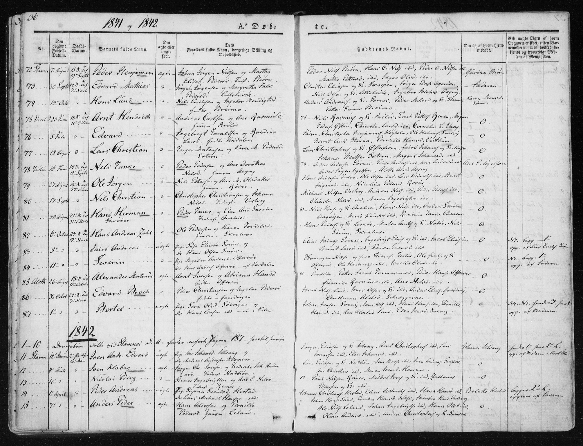 Ministerialprotokoller, klokkerbøker og fødselsregistre - Nordland, SAT/A-1459/830/L0446: Parish register (official) no. 830A10, 1831-1865, p. 36