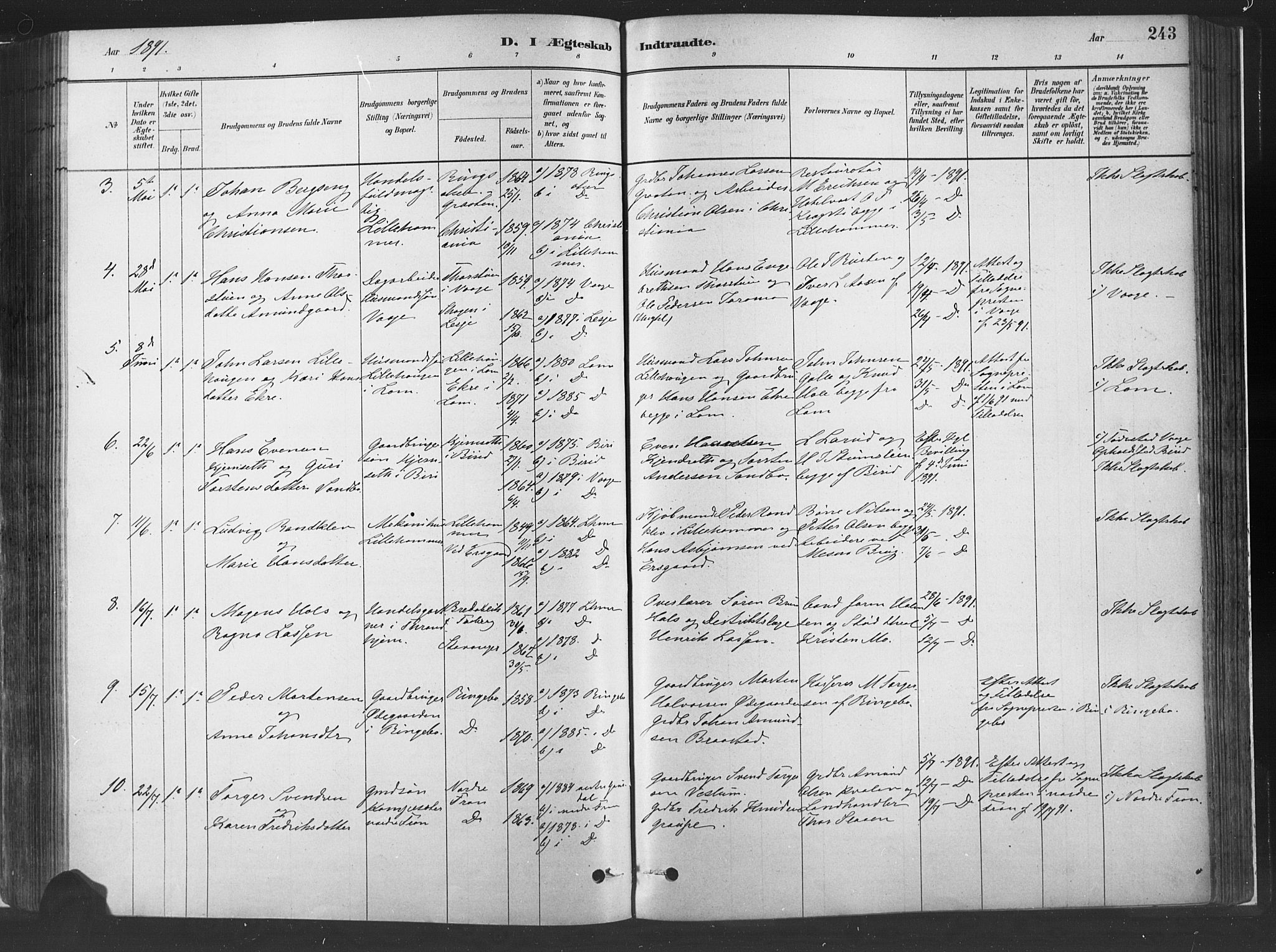 Fåberg prestekontor, SAH/PREST-086/H/Ha/Haa/L0010: Parish register (official) no. 10, 1879-1900, p. 243