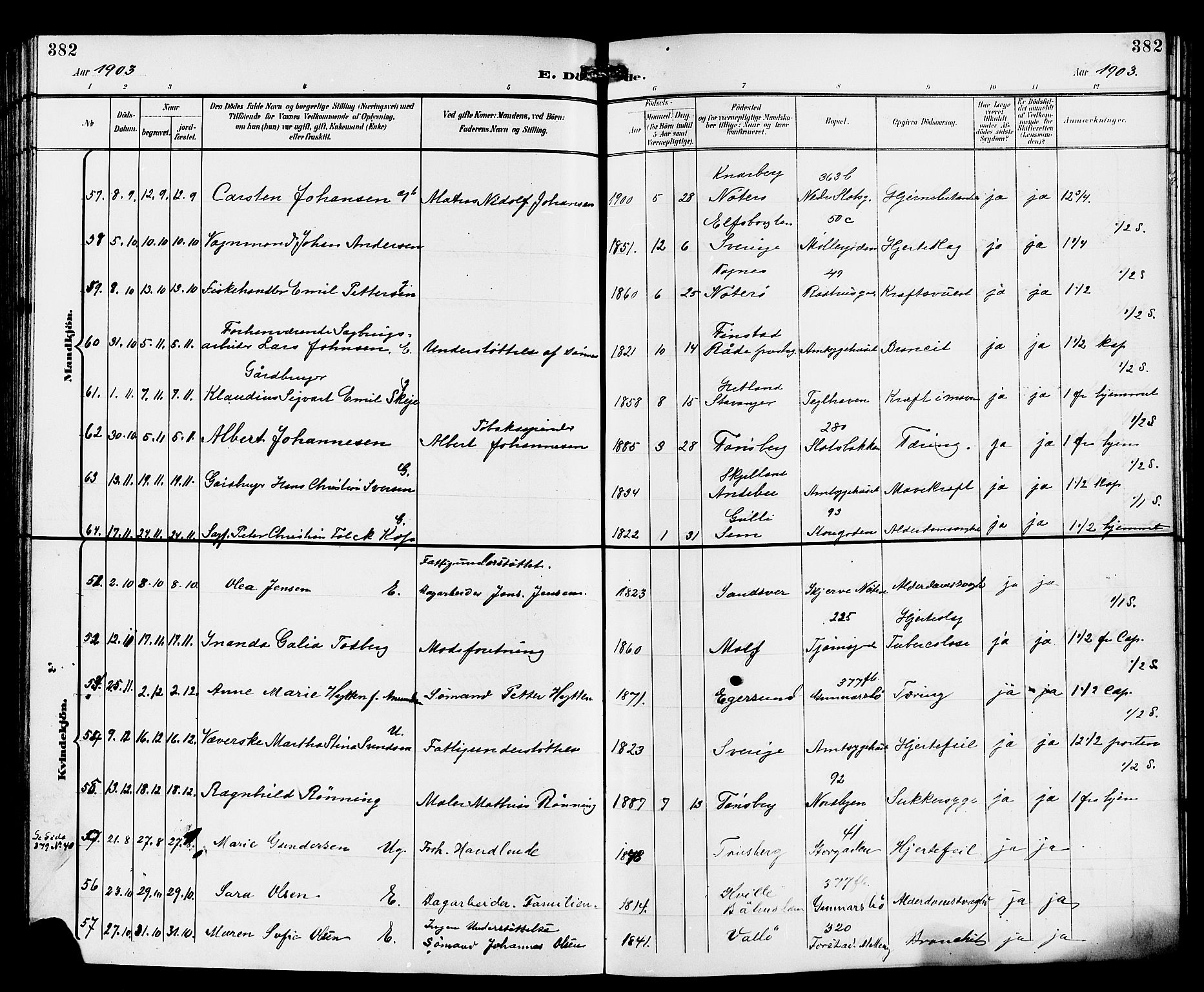 Tønsberg kirkebøker, AV/SAKO-A-330/G/Ga/L0007: Parish register (copy) no. 7, 1896-1904, p. 382