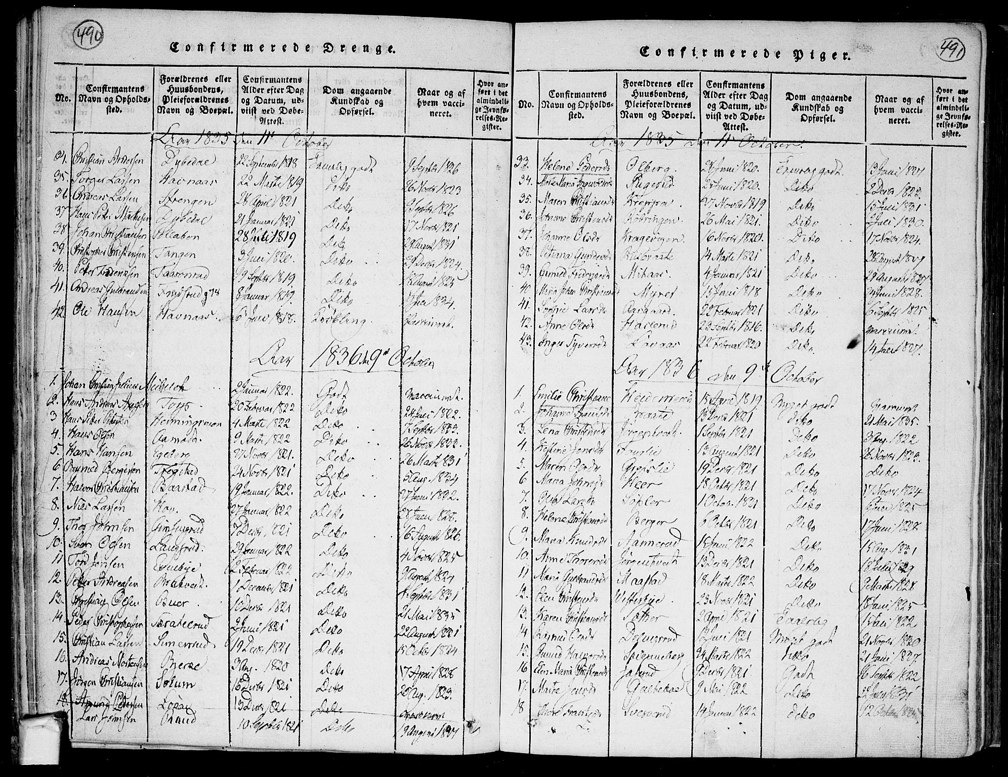 Trøgstad prestekontor Kirkebøker, SAO/A-10925/F/Fa/L0006: Parish register (official) no. I 6, 1815-1844, p. 490-491