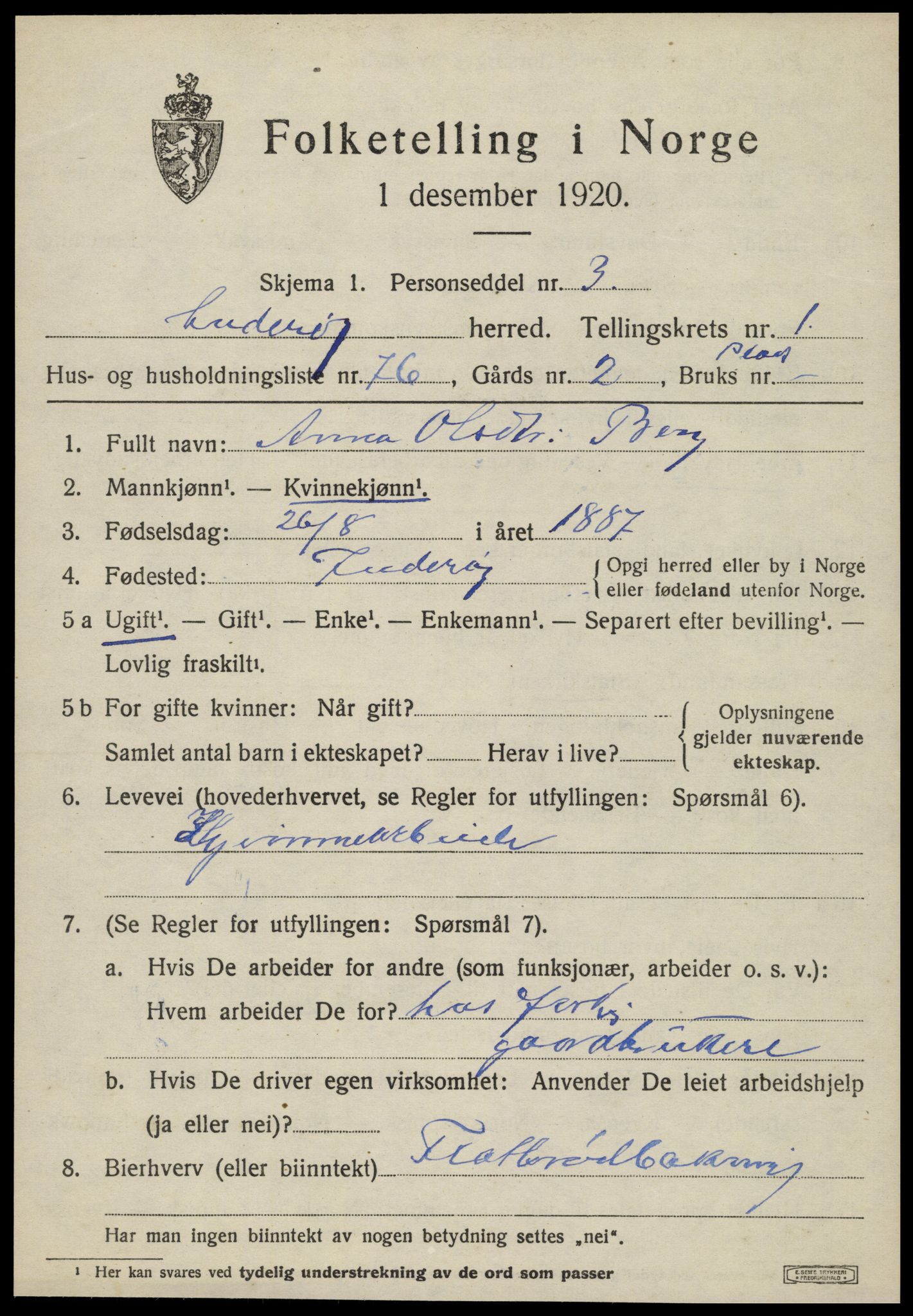 SAT, 1920 census for Inderøy, 1920, p. 1793