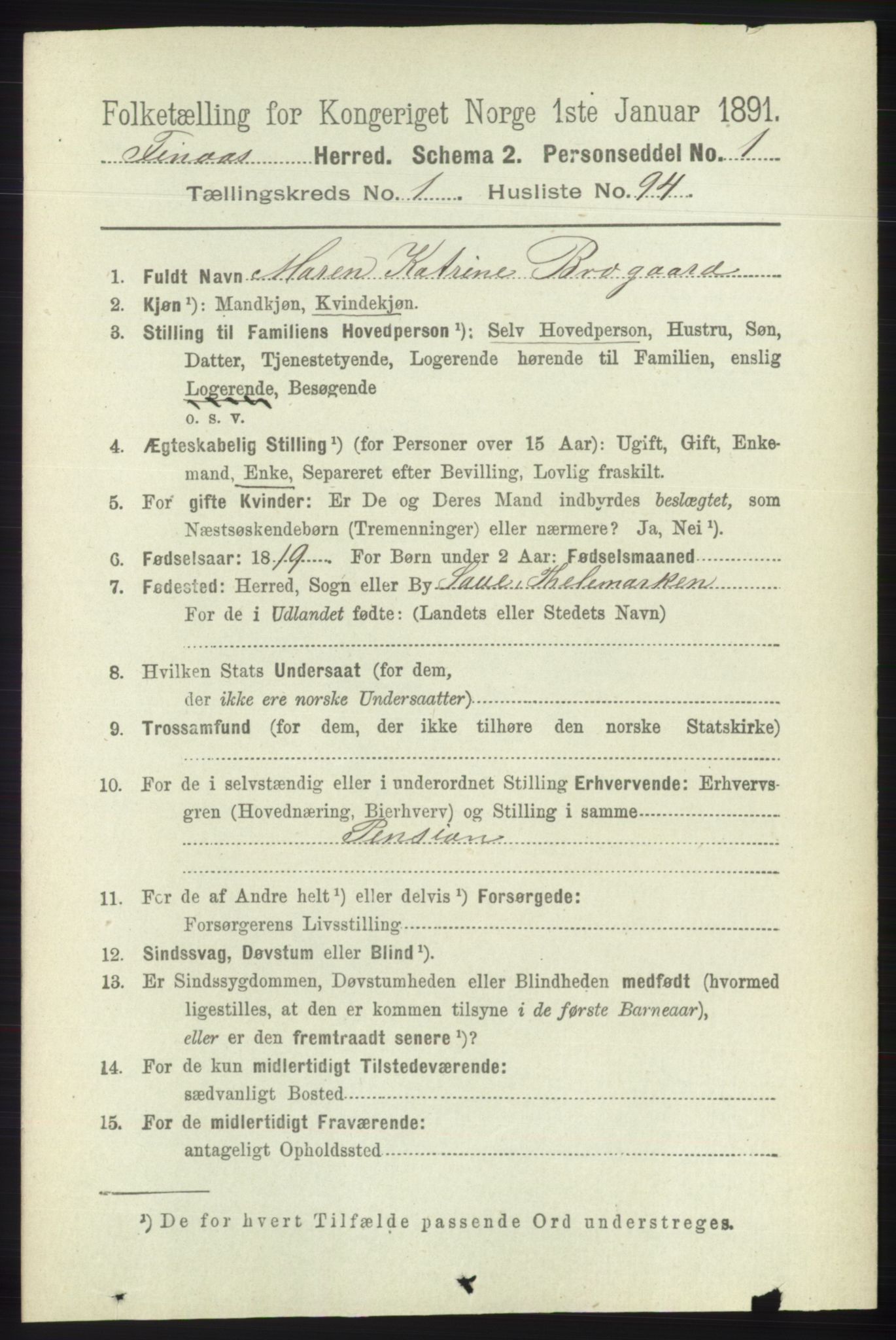 RA, 1891 census for 1218 Finnås, 1891, p. 719