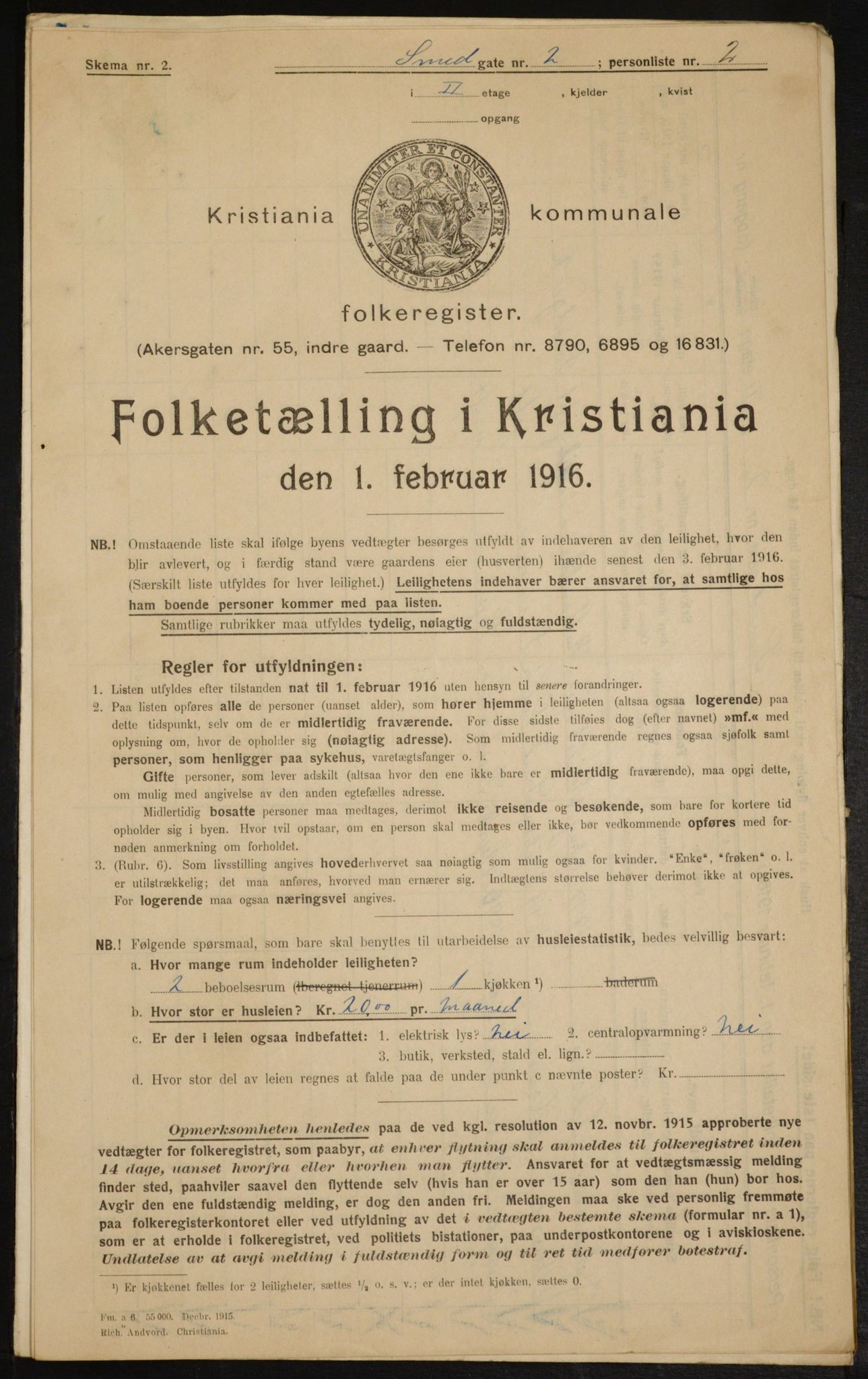 OBA, Municipal Census 1916 for Kristiania, 1916, p. 99565