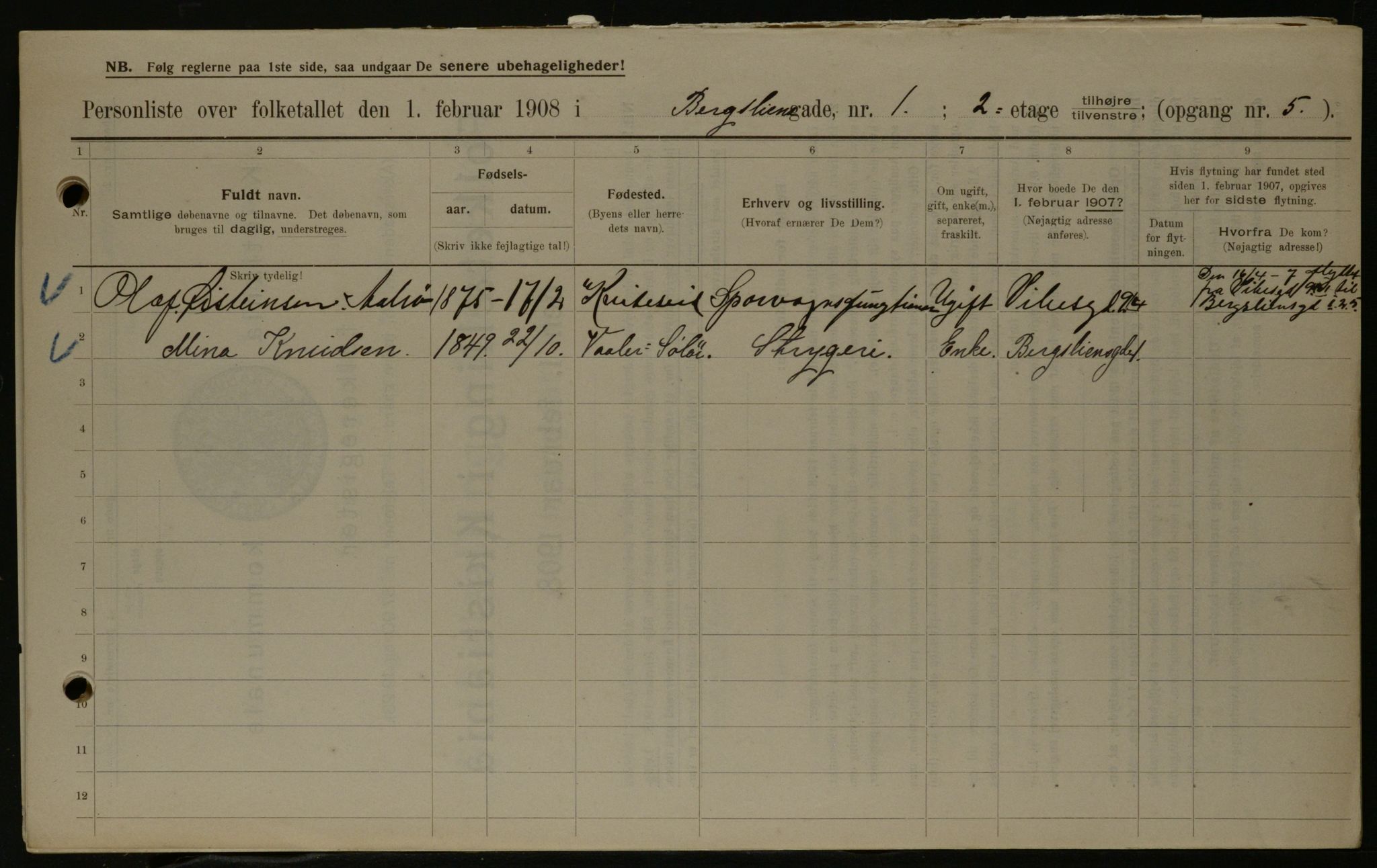 OBA, Municipal Census 1908 for Kristiania, 1908, p. 4026