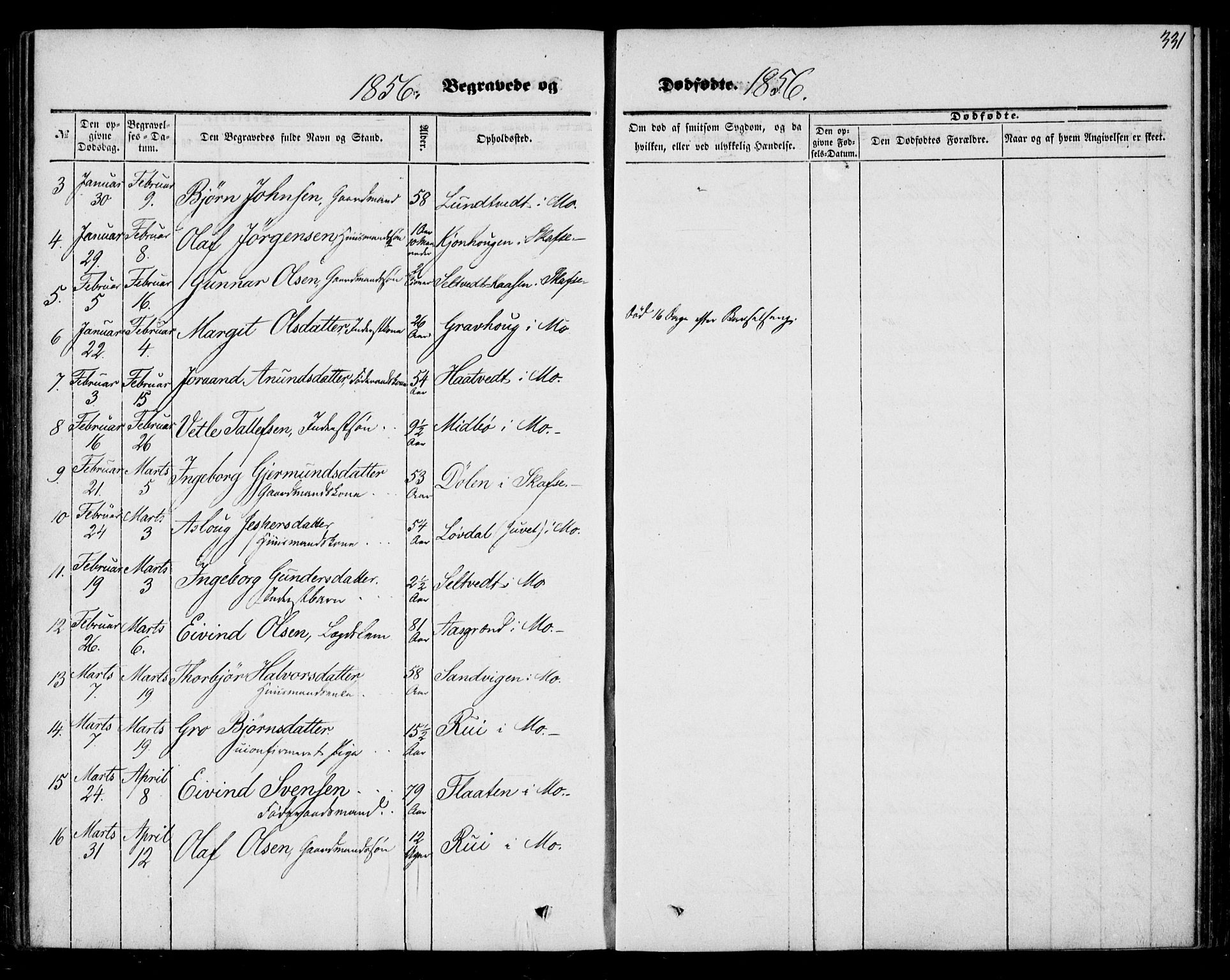 Mo kirkebøker, SAKO/A-286/F/Fa/L0005: Parish register (official) no. I 5, 1844-1864, p. 331